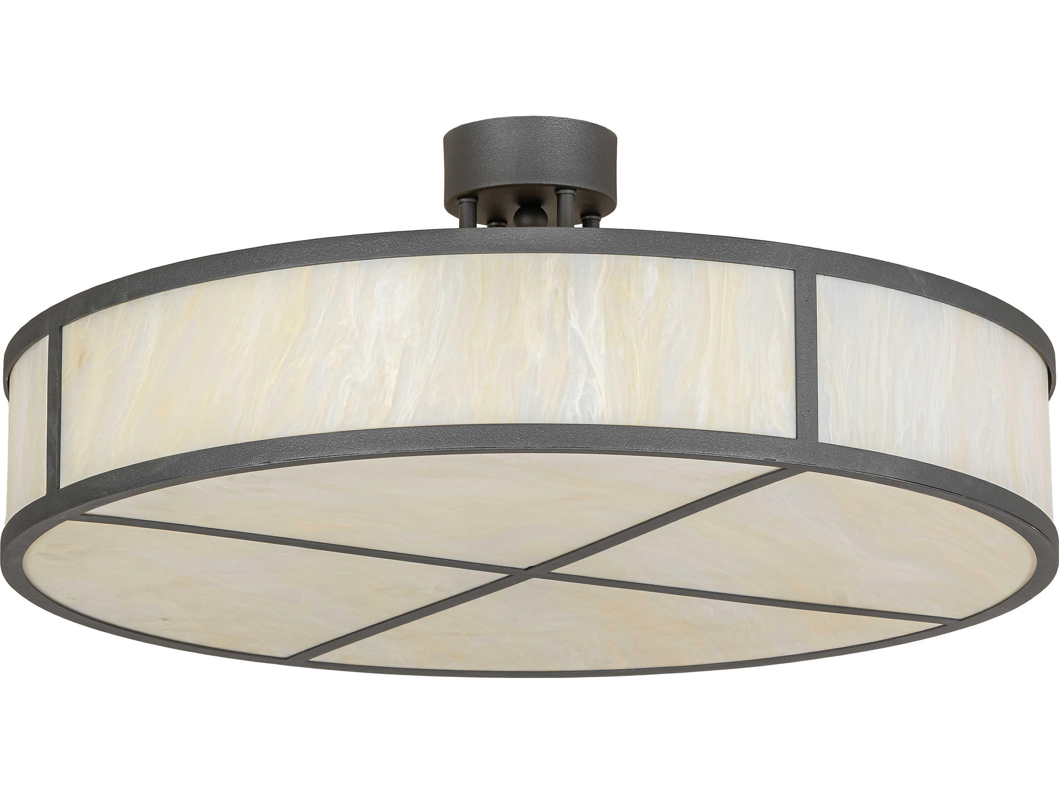 Meyda Cilindro 4-Light Creme Carrare Idalight Gunmetal Semi Flush Mount