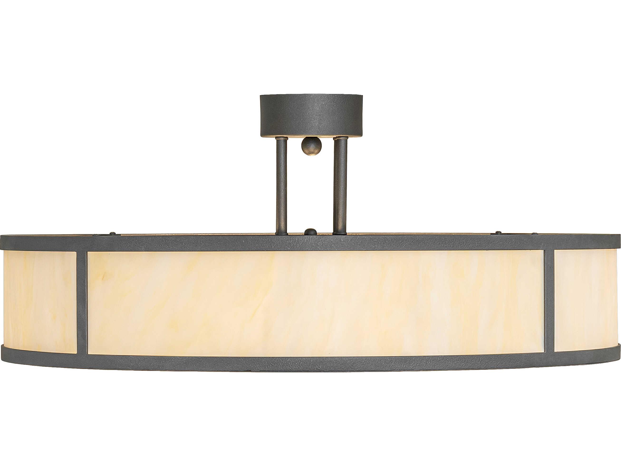Meyda Cilindro 4-Light Creme Carrare Idalight Gunmetal Semi Flush Mount