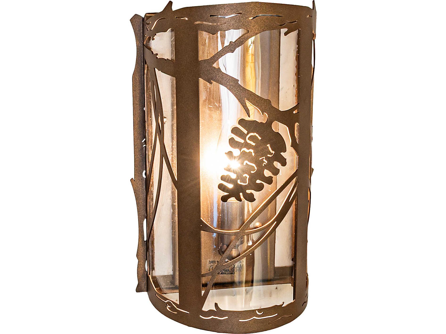 Meyda Whispering Pines 1-Light Crystal Idalight Bronze Traditional Wall Sconce