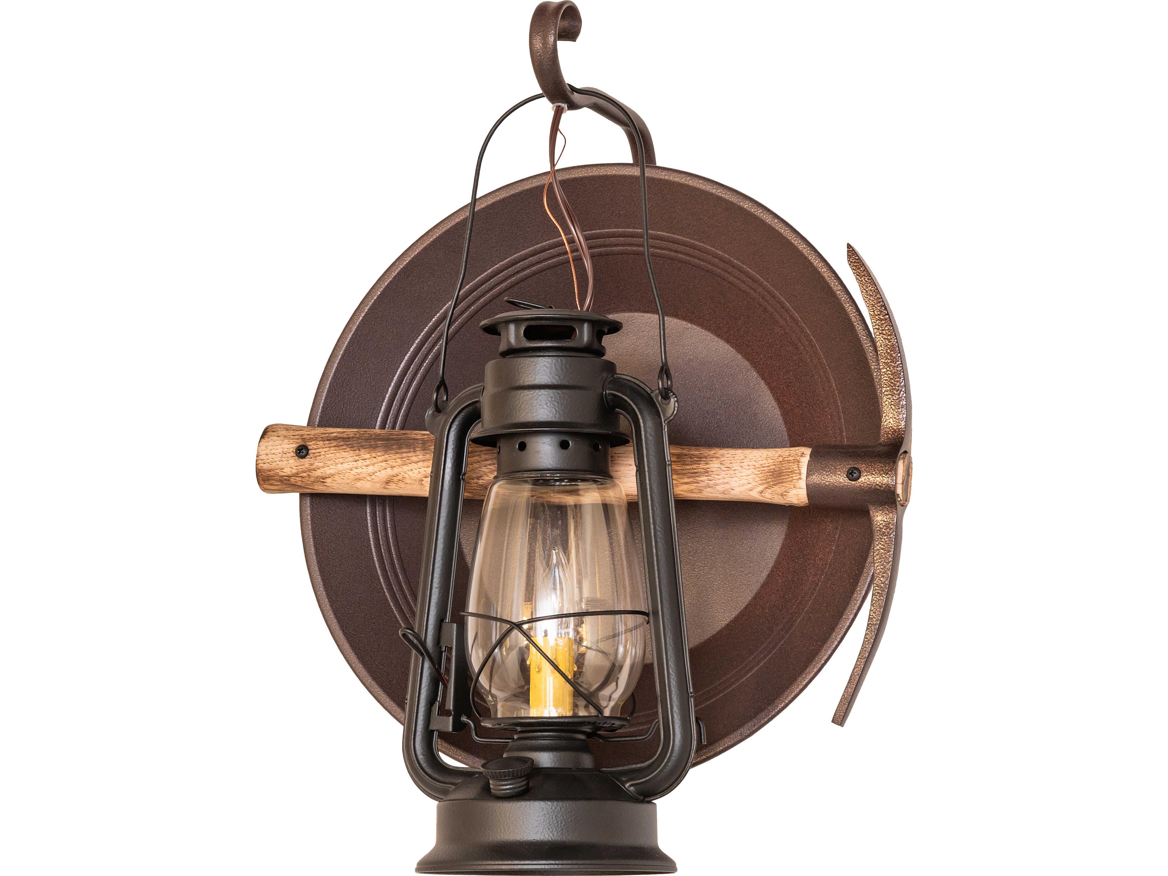 Meyda Miners Lantern 1-Light Clear Glass Black Traditional Wall Sconce