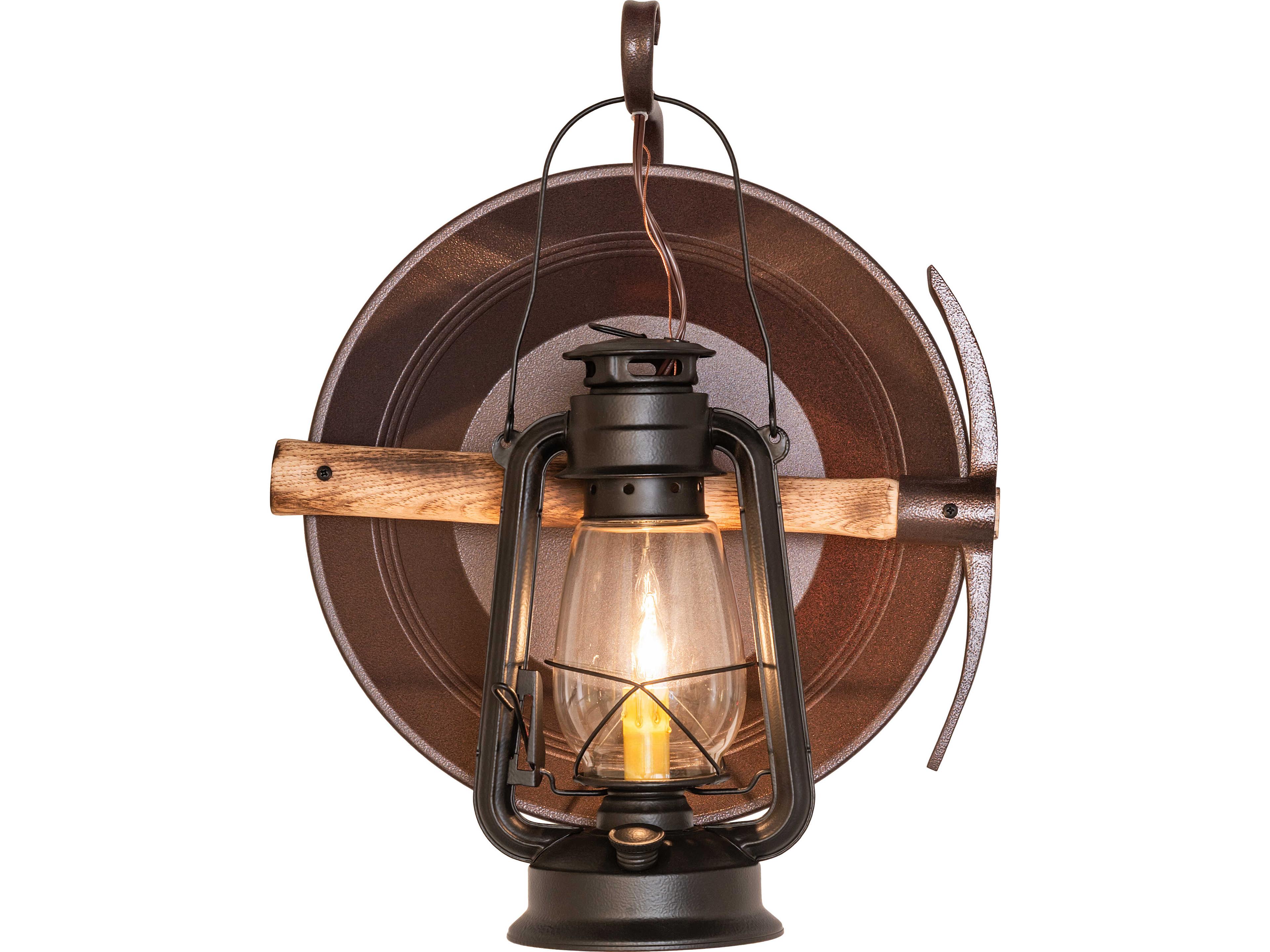 Meyda Miners Lantern 1-Light Clear Glass Black Traditional Wall Sconce