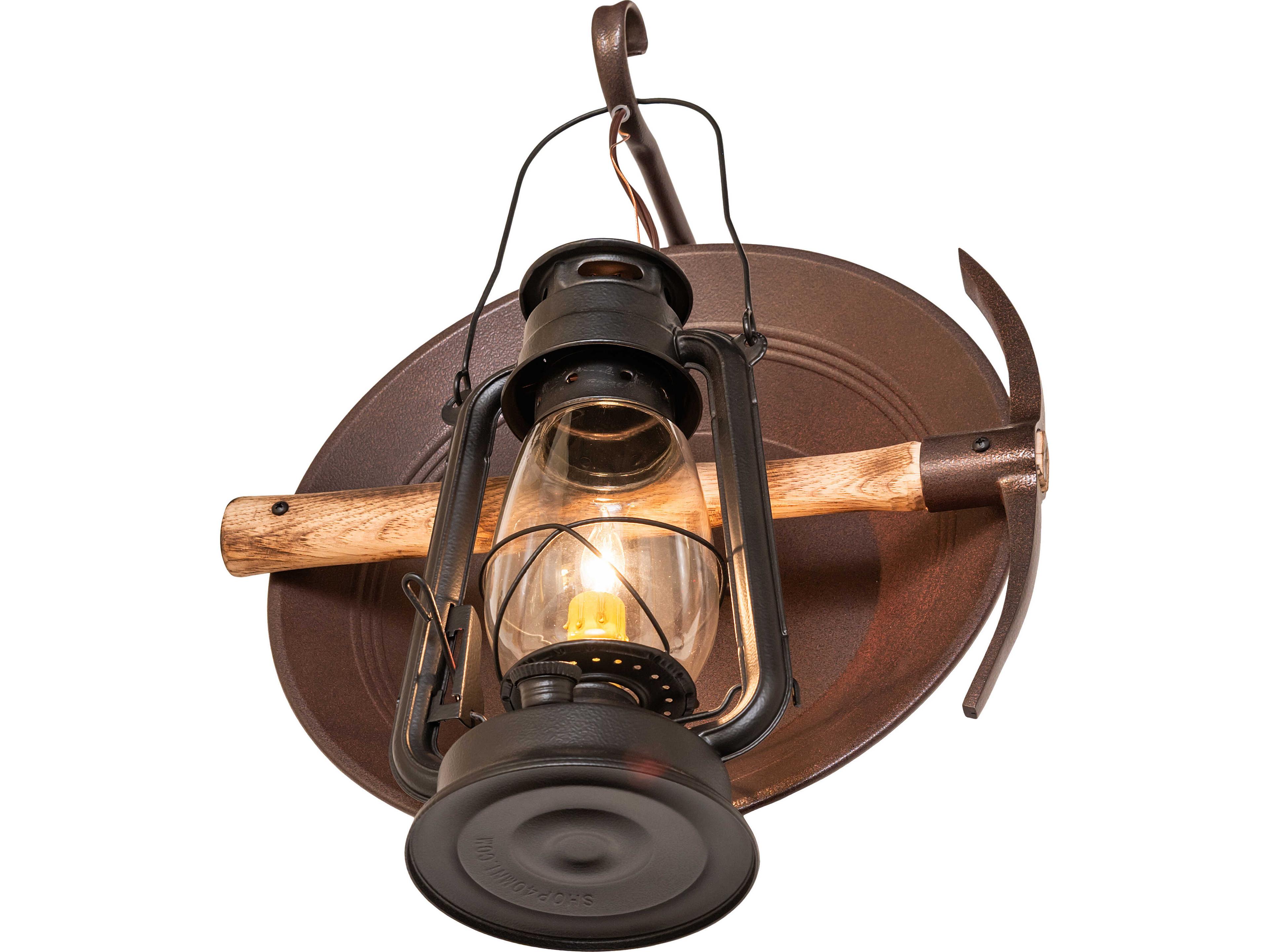 Meyda Miners Lantern 1-Light Clear Glass Black Traditional Wall Sconce