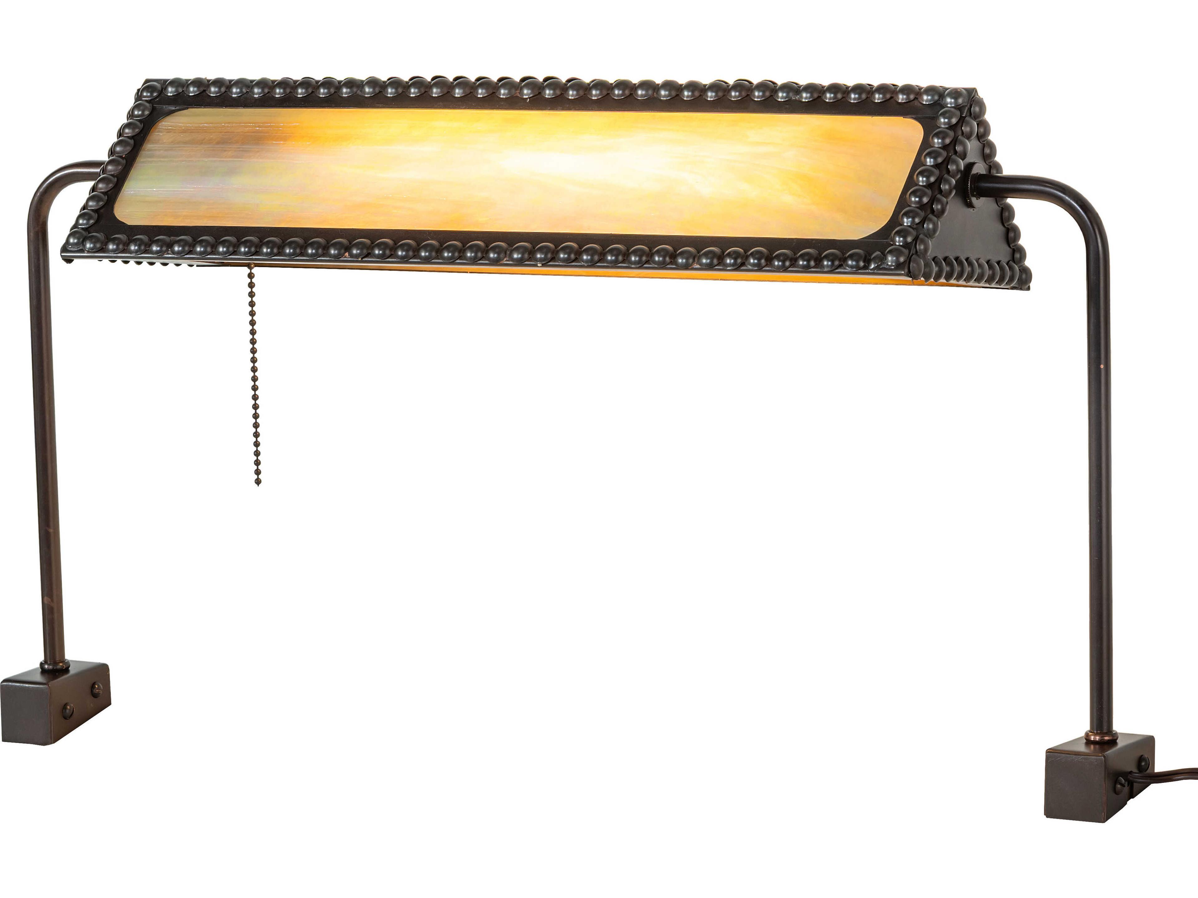 Meyda Morris Church Beige Iridescent Glass Brown Traditional Table Lamp