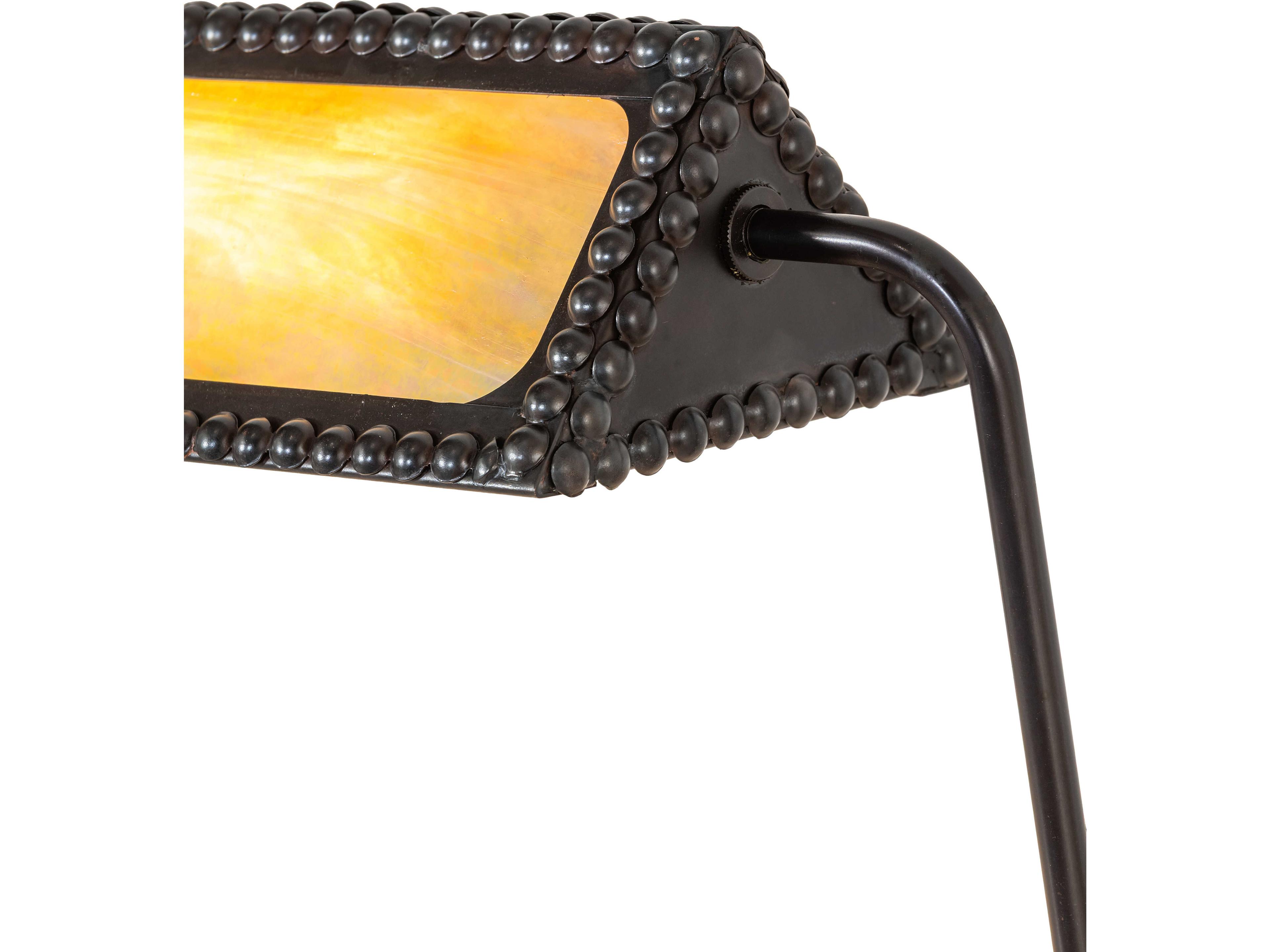 Meyda Morris Church Beige Iridescent Glass Brown Traditional Table Lamp