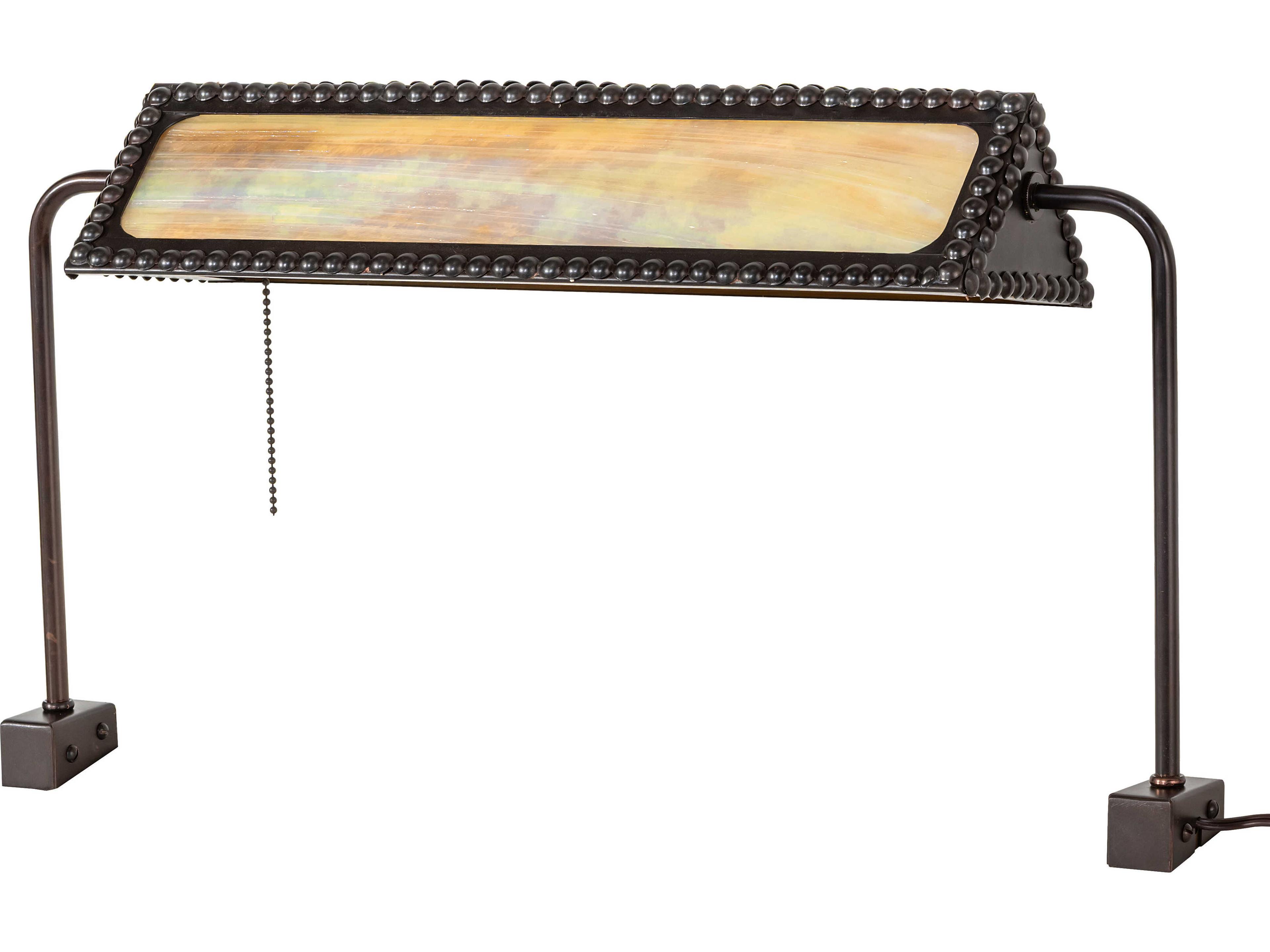 Meyda Morris Church Beige Iridescent Glass Brown Traditional Table Lamp