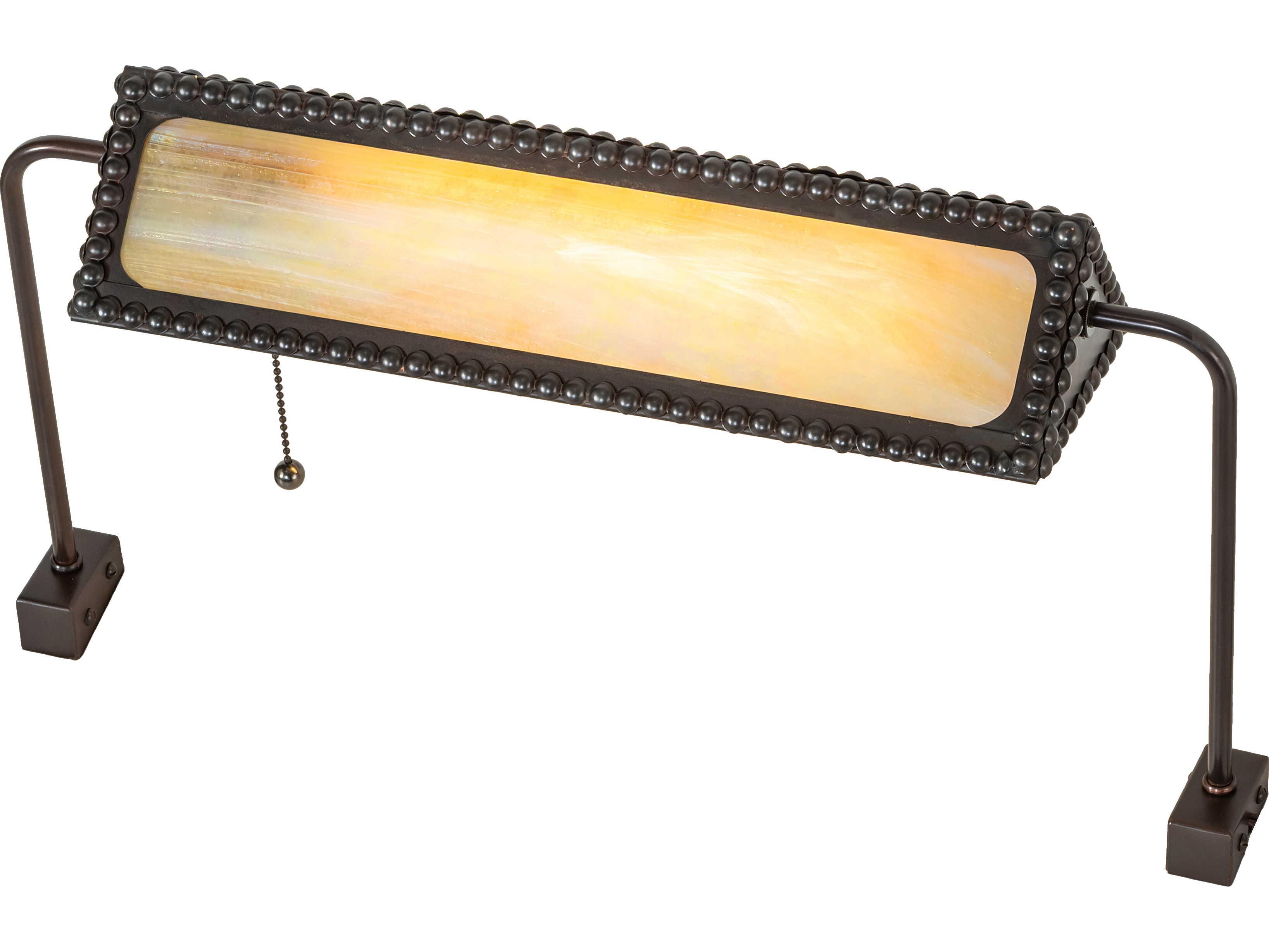 Meyda Morris Church Beige Iridescent Glass Brown Traditional Table Lamp