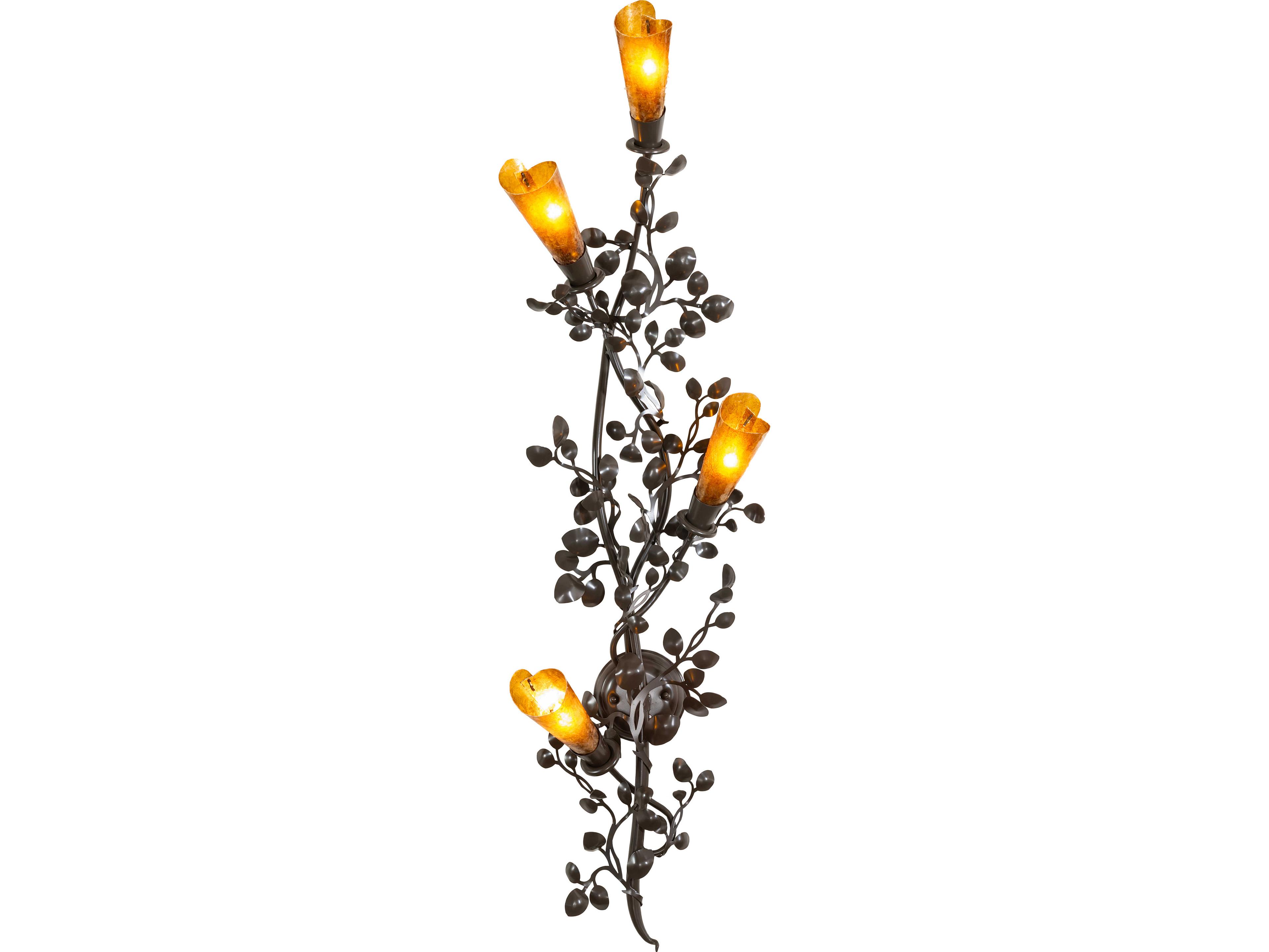 Meyda Vinca Vine 4-Light Amber Mica Bronze Wall Sconce
