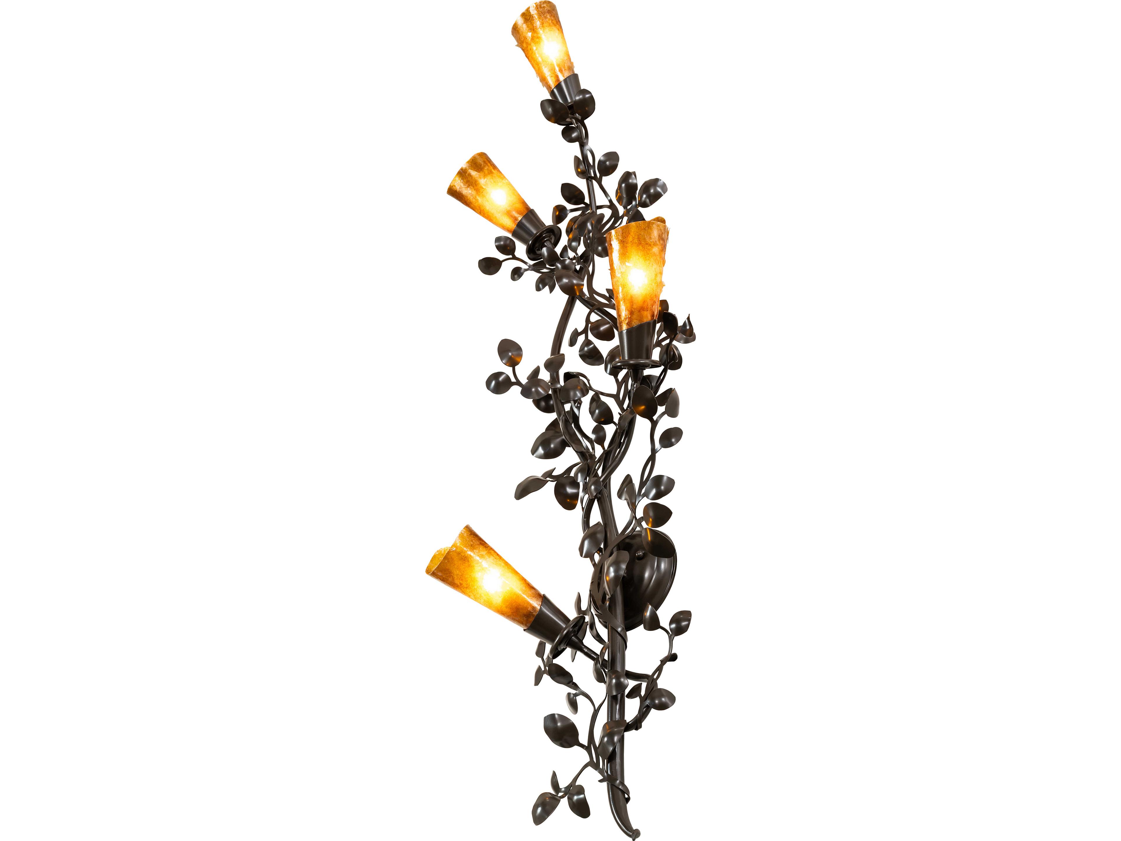 Meyda Vinca Vine 4-Light Amber Mica Bronze Wall Sconce
