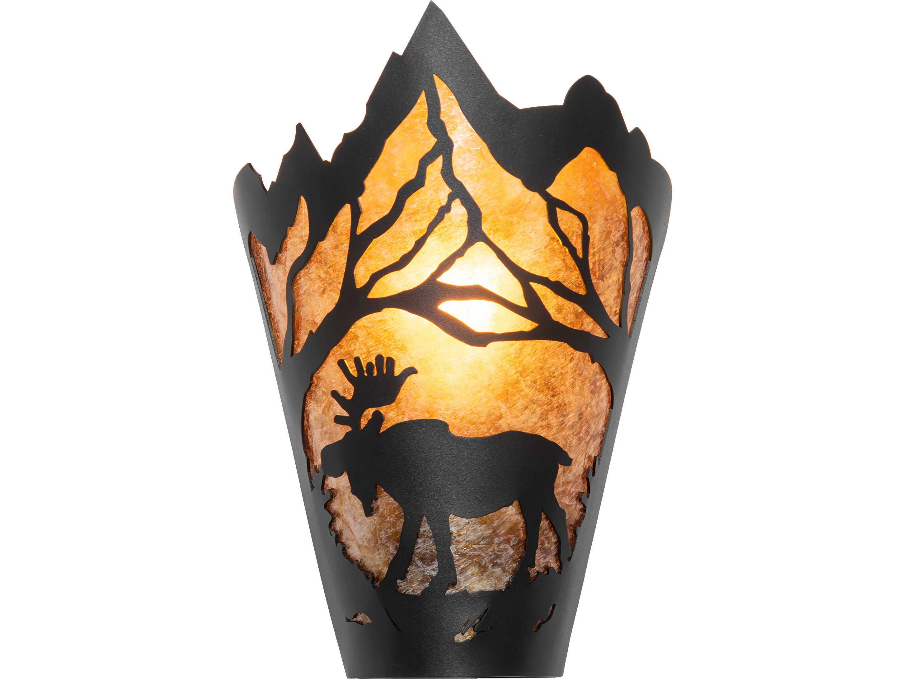Meyda Moose At Dawn at 1-Light Amber Mica Black Traditional Wall Sconce