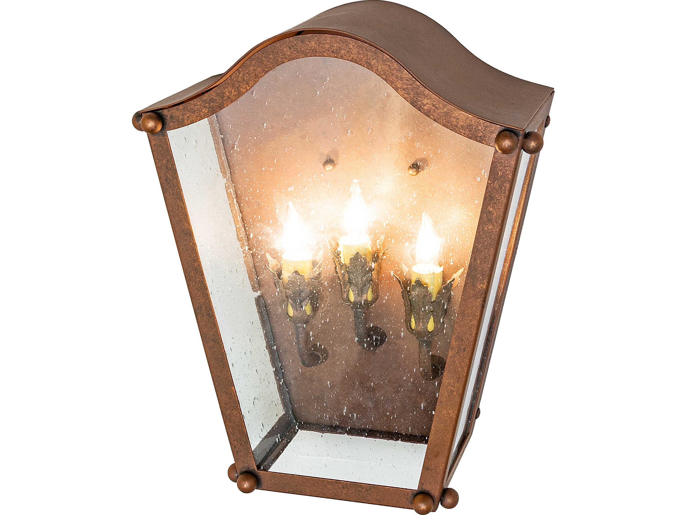Meyda Austin 3-Light Clear Seeded Glass Bronze Traditional Wall Sconce