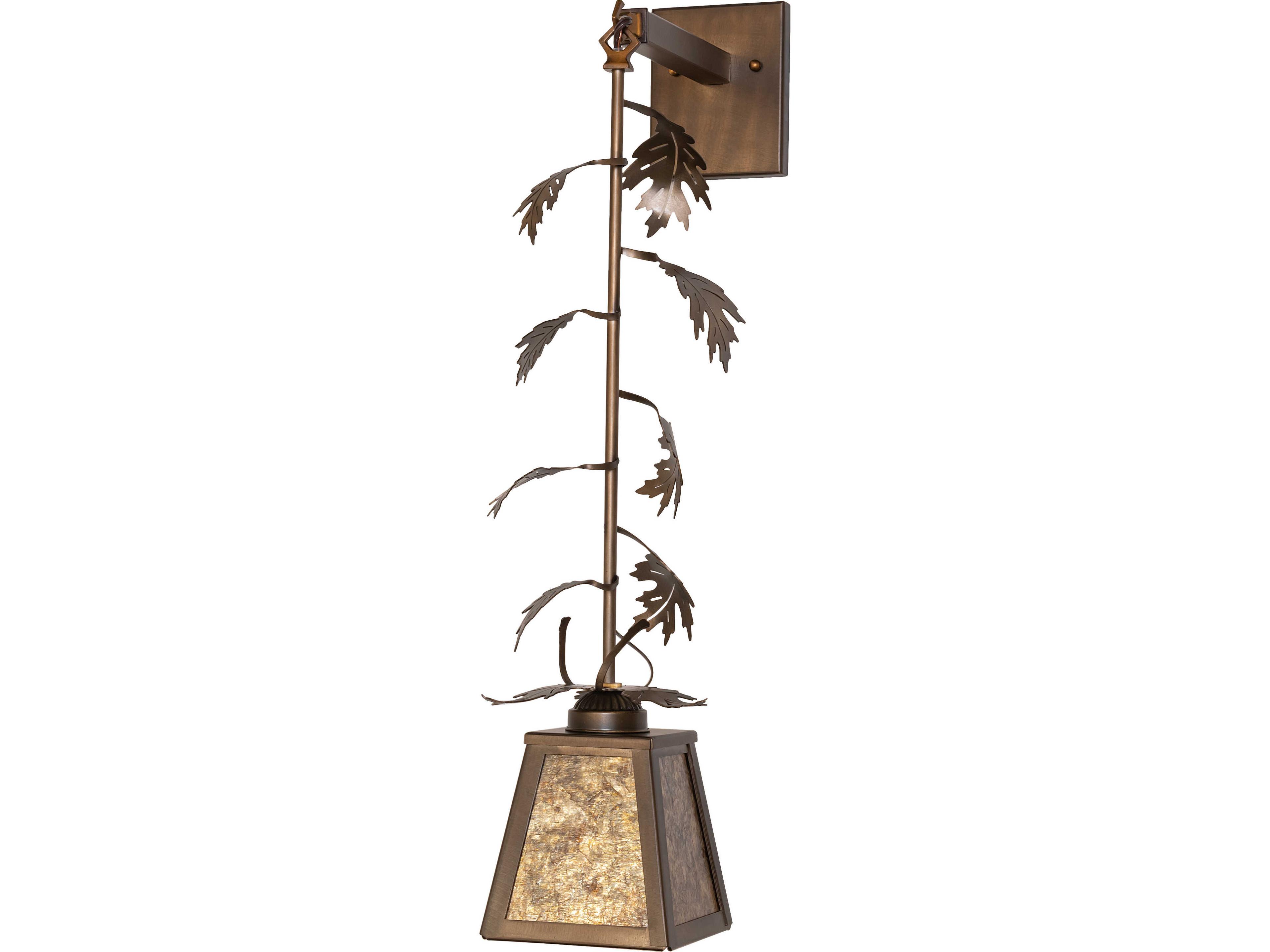 Meyda Oak Leaf 1-Light Amber Mica Copper Traditional Wall Sconce