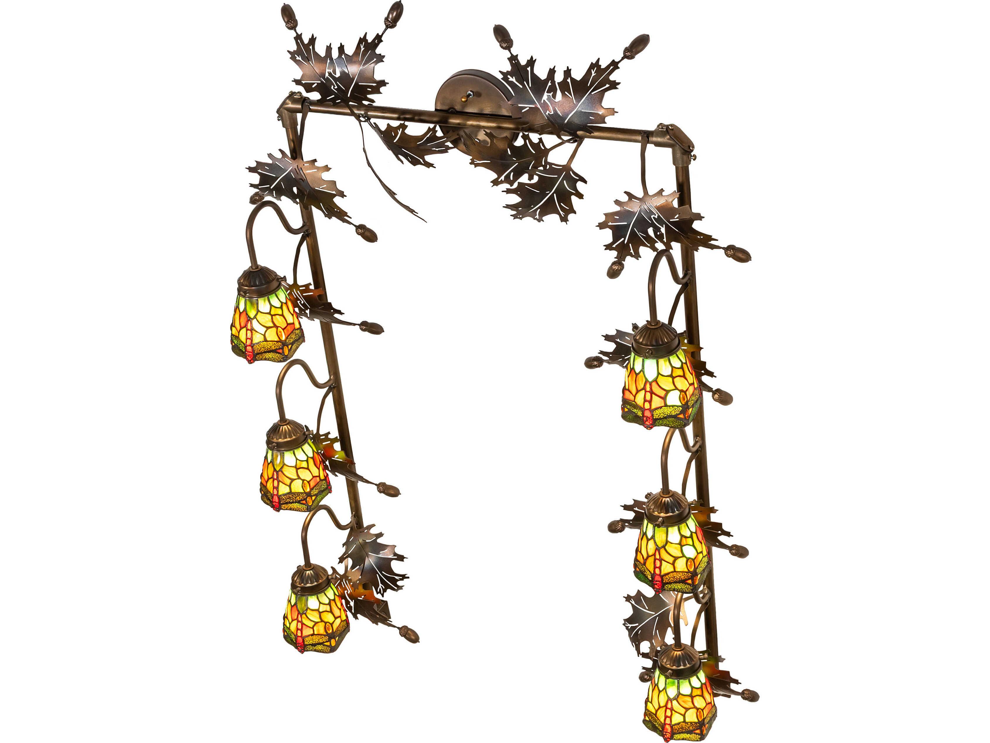 Meyda Tiffany Hanging Head Dragonfly 6-Light Bronze Traditional Vanity Light