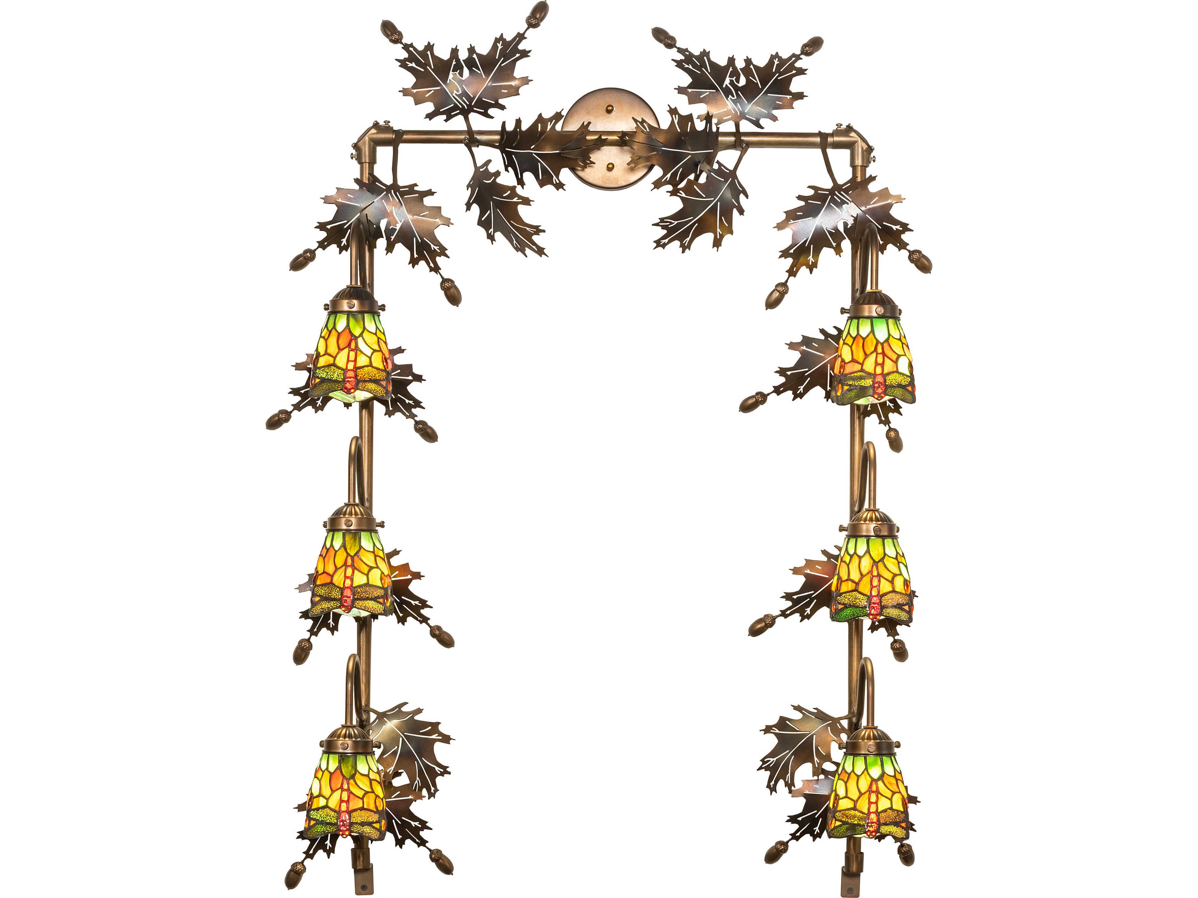 Meyda Tiffany Hanging Head Dragonfly 6-Light Bronze Traditional Vanity Light