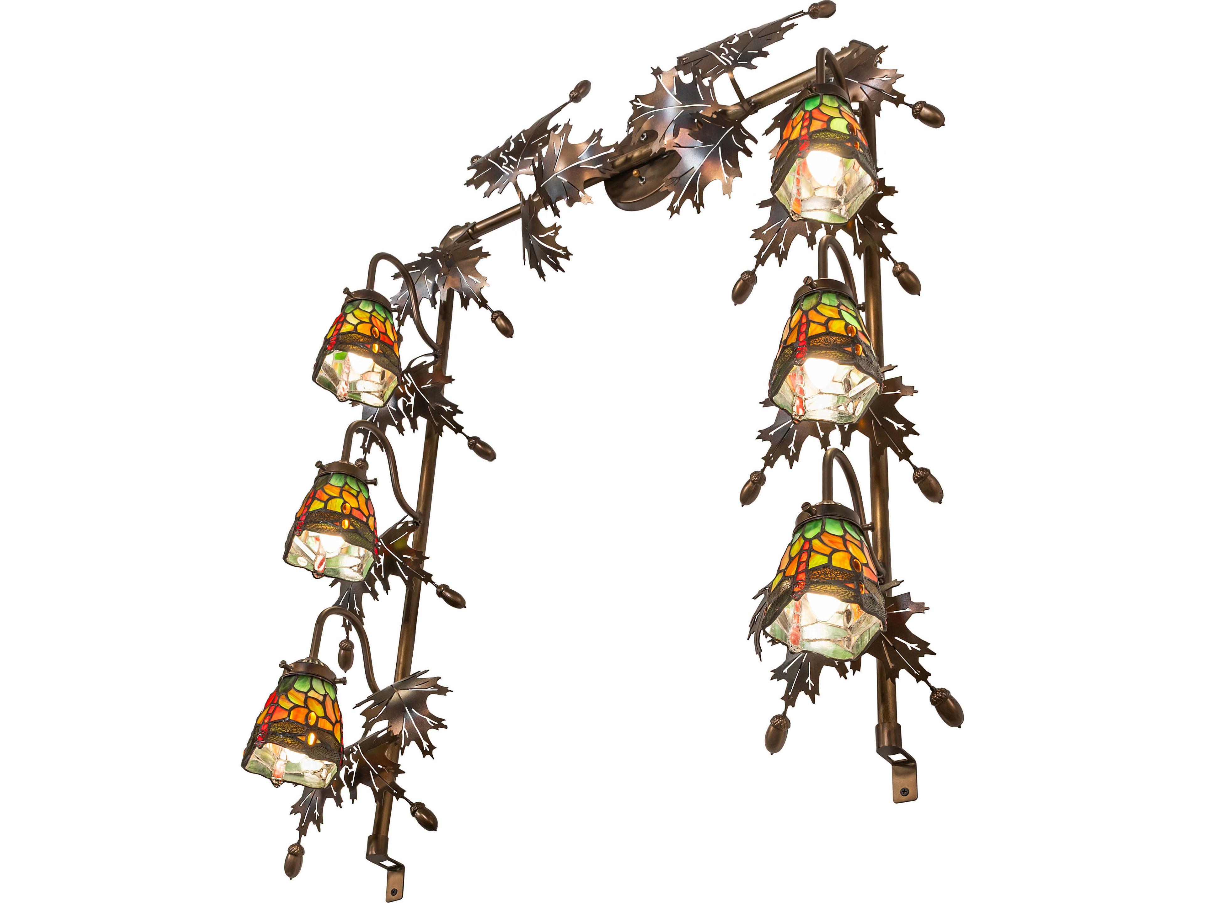 Meyda Tiffany Hanging Head Dragonfly 6-Light Bronze Traditional Vanity Light