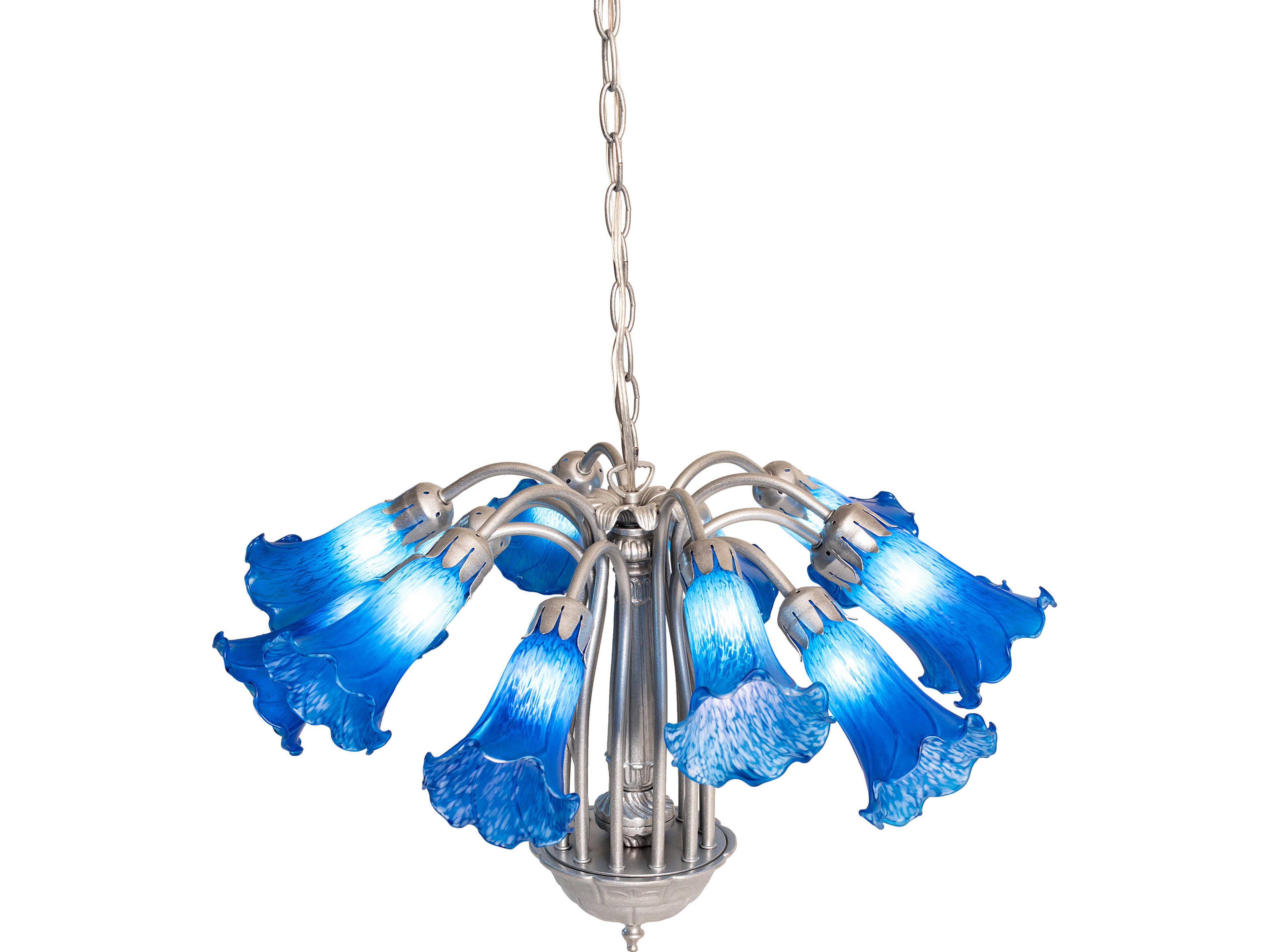 Meyda Blue Tiffany Pond Lily 12-Light Steel Traditional Bell Chandelier