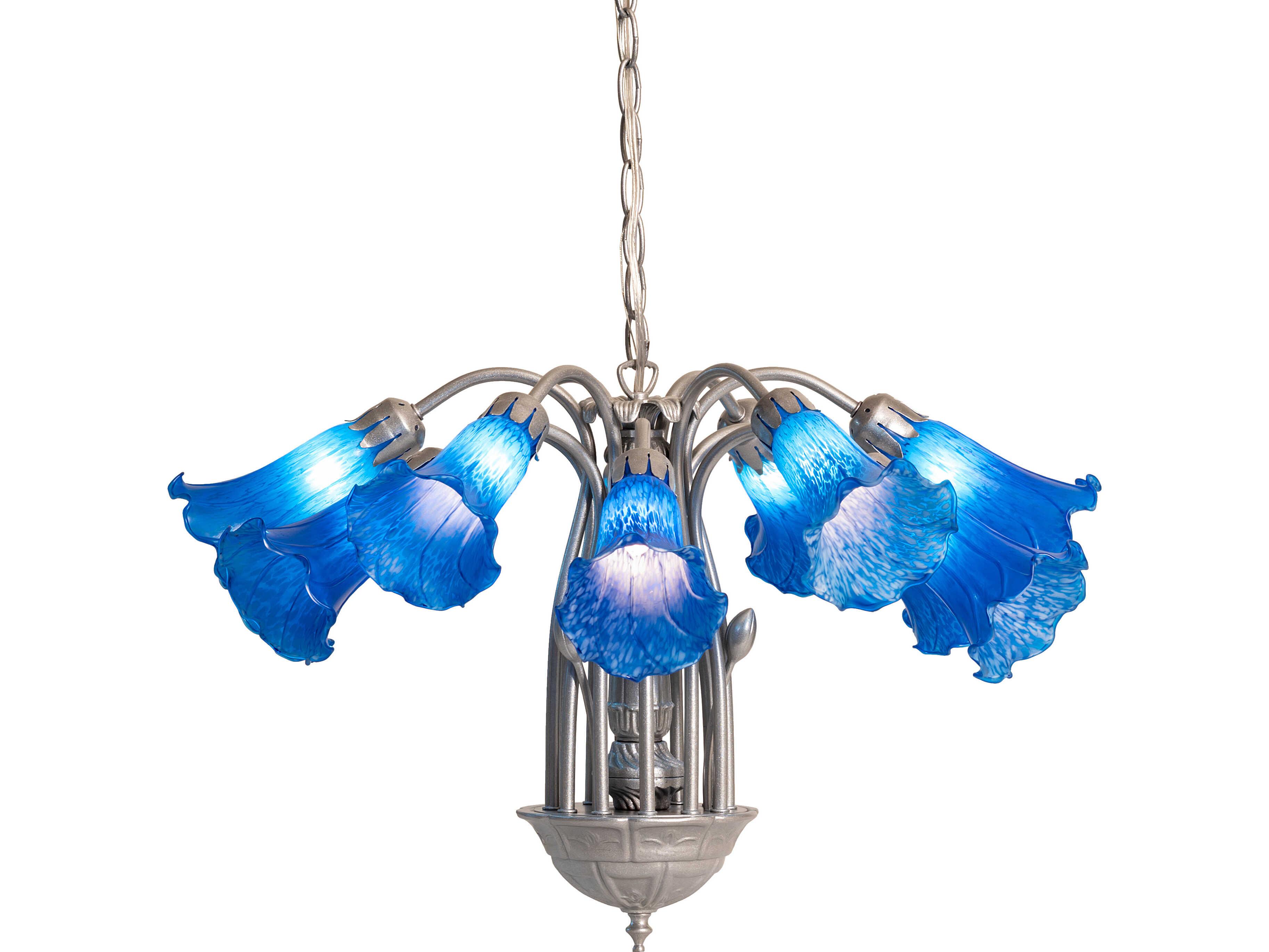 Meyda Blue Tiffany Pond Lily 12-Light Steel Traditional Bell Chandelier