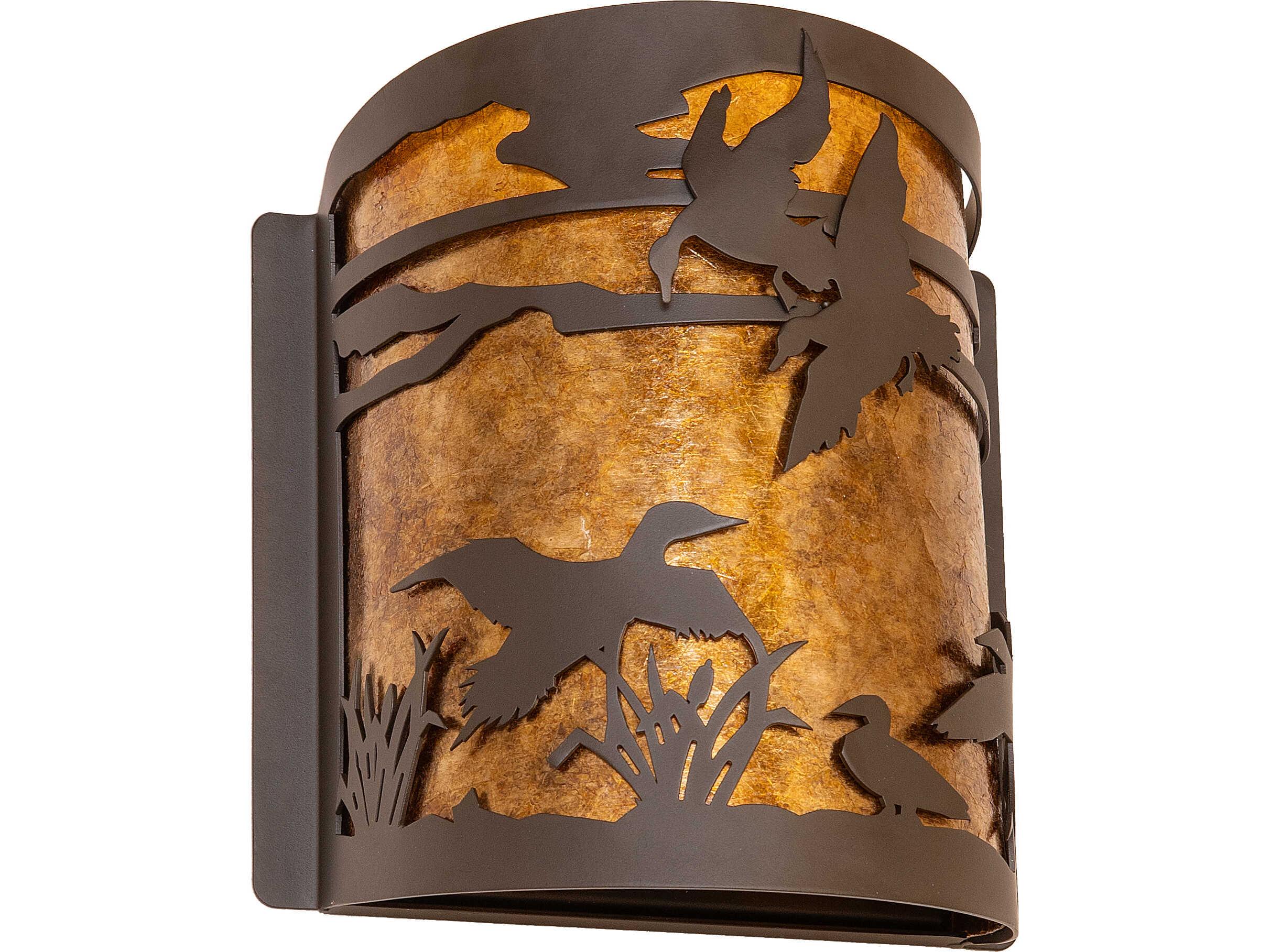 Meyda Ducks In Flight in 1-Light Amber Mica Bronze Traditional Wall Sconce