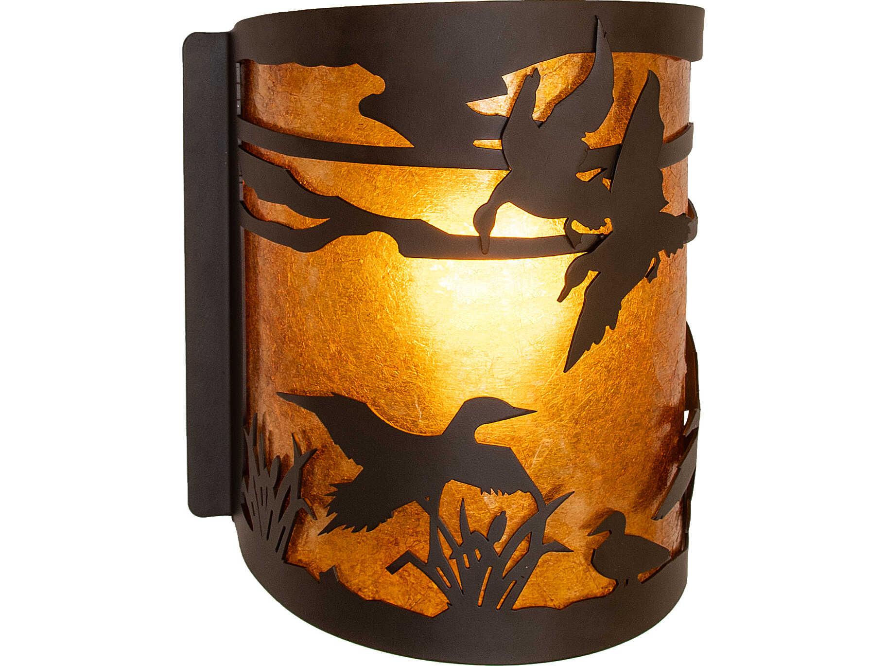 Meyda Ducks In Flight in 1-Light Amber Mica Bronze Traditional Wall Sconce