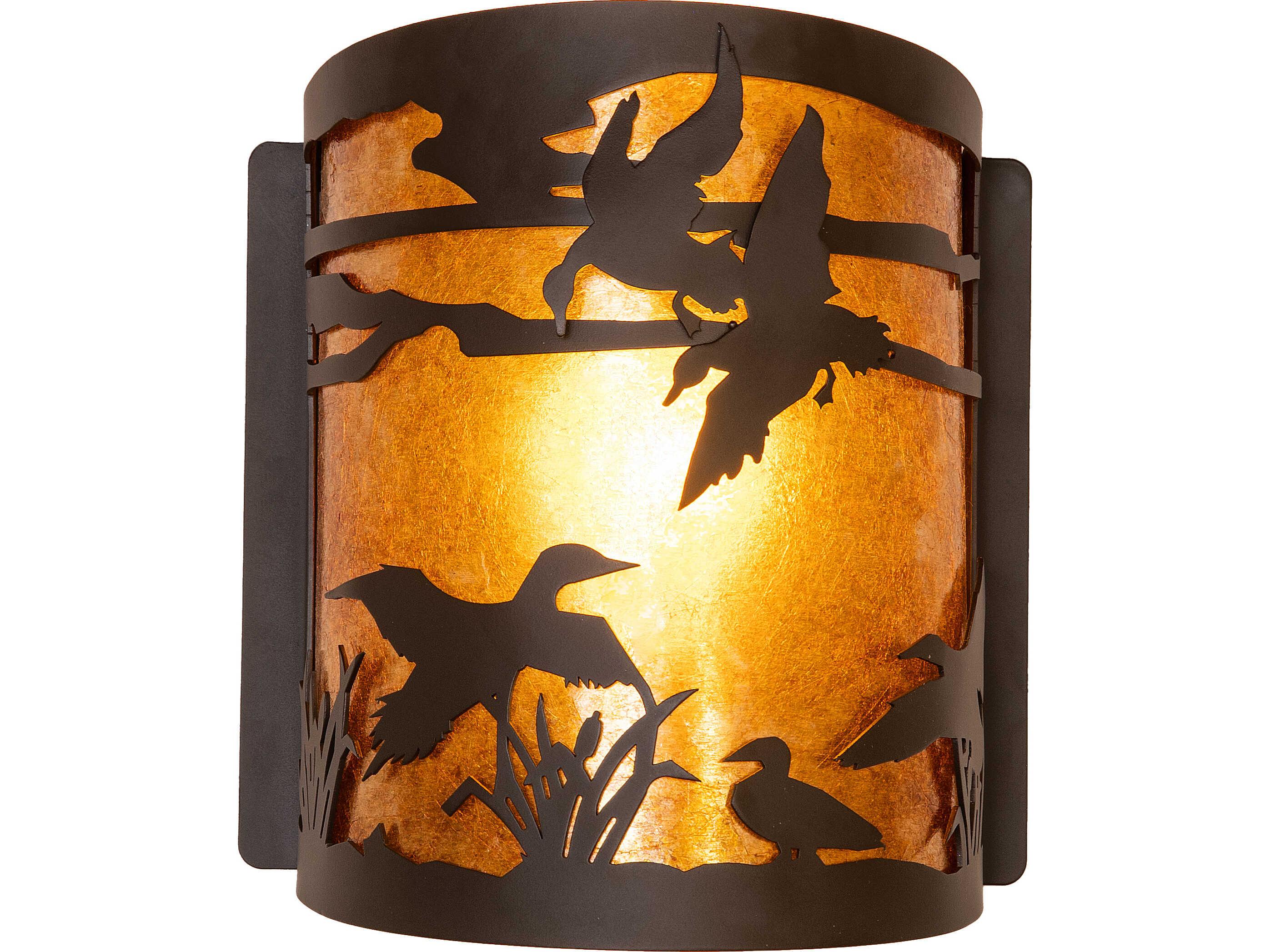 Meyda Ducks In Flight in 1-Light Amber Mica Bronze Traditional Wall Sconce
