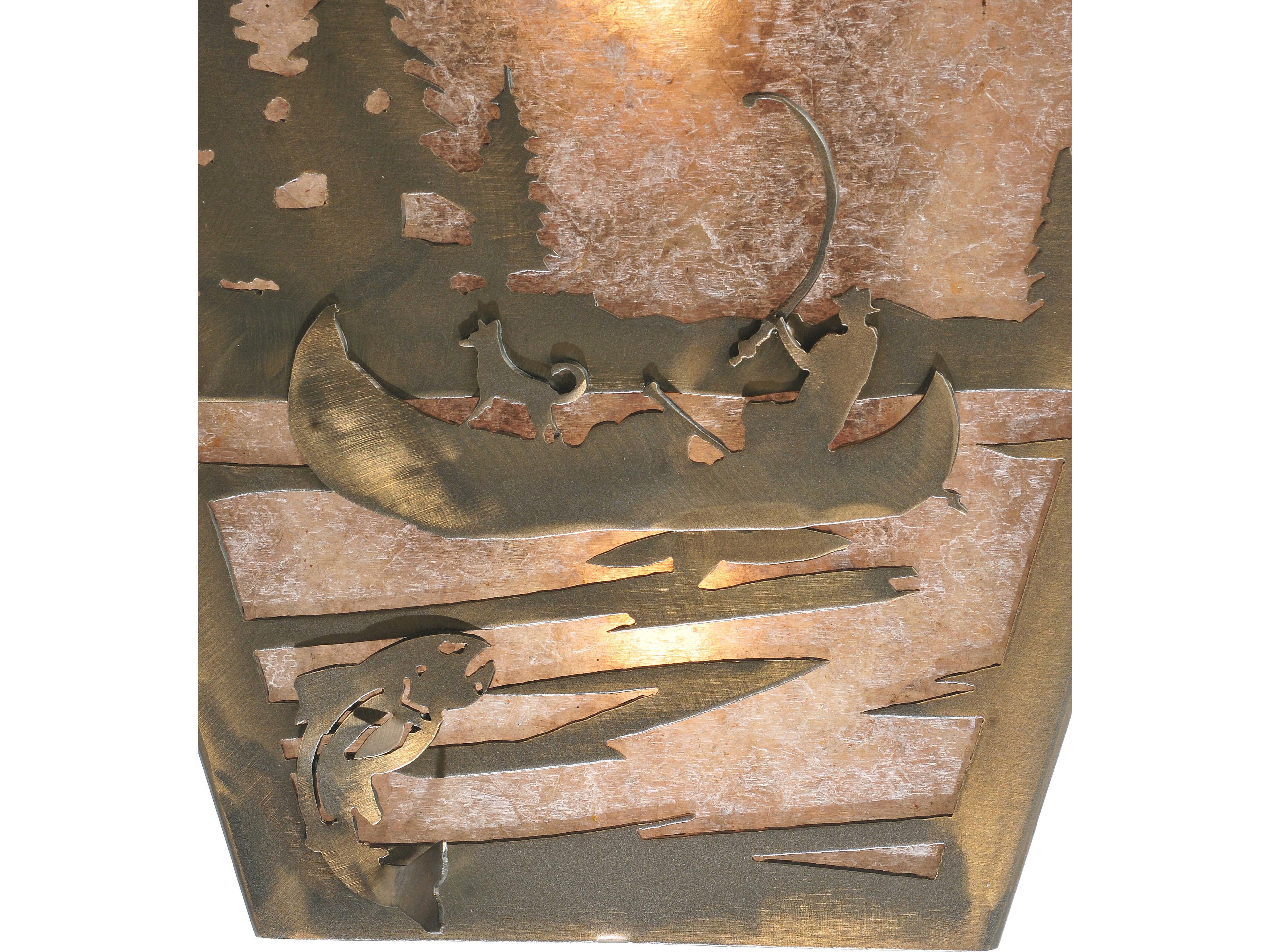 Meyda Fly Fishing W/dog W/Dog 2-Light Silver Mica Copper Traditional Wall Sconce