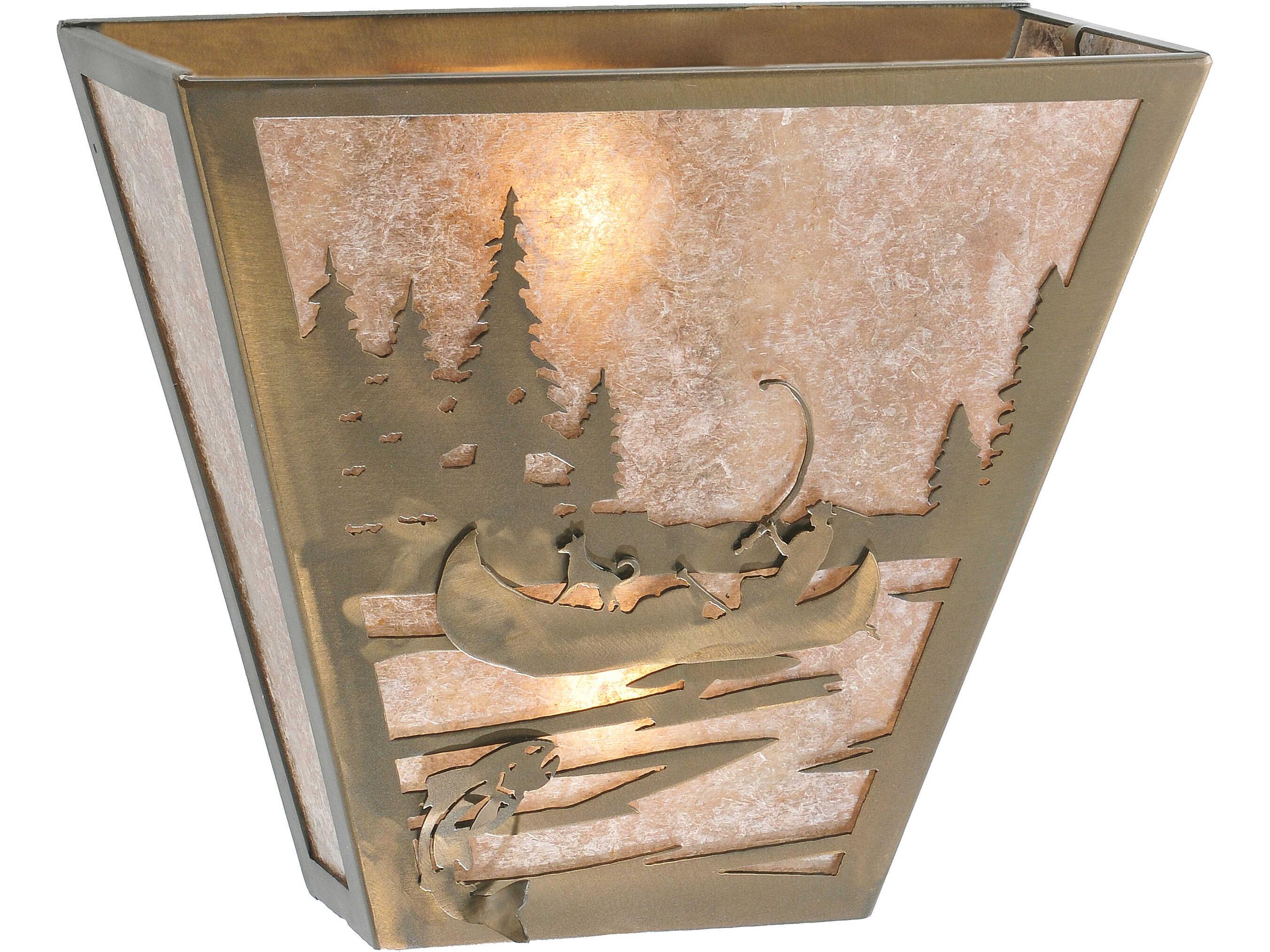 Meyda Fly Fishing W/dog W/Dog 2-Light Silver Mica Copper Traditional Wall Sconce