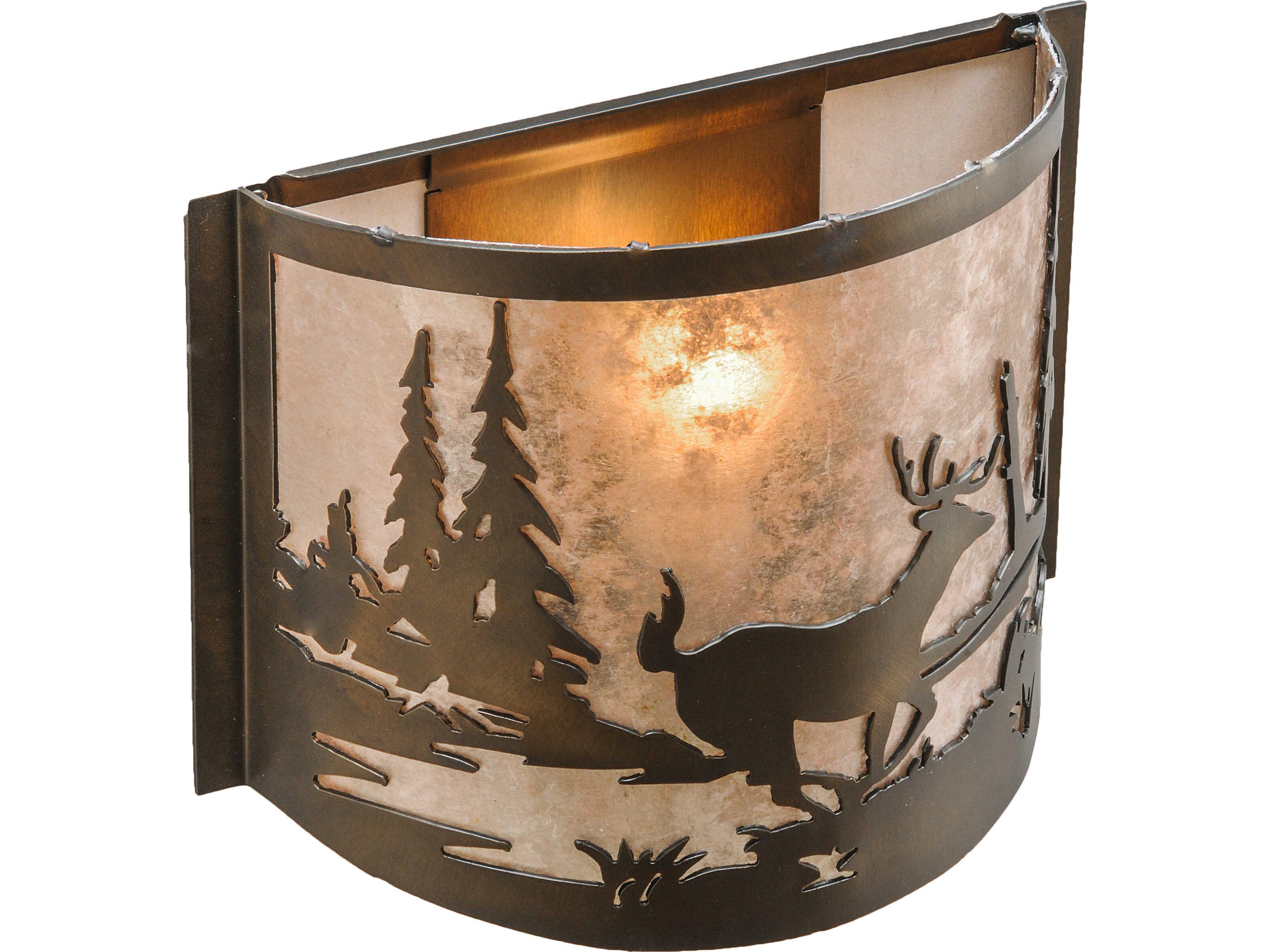 Meyda Deer At Lake at 1-Light Silver Mica Copper Traditional Wall Sconce