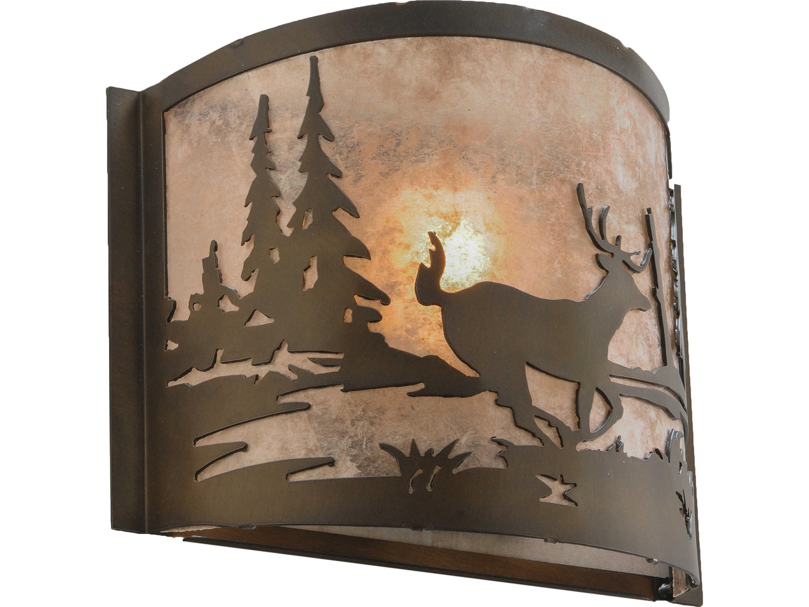 Meyda Deer At Lake at 1-Light Silver Mica Copper Traditional Wall Sconce
