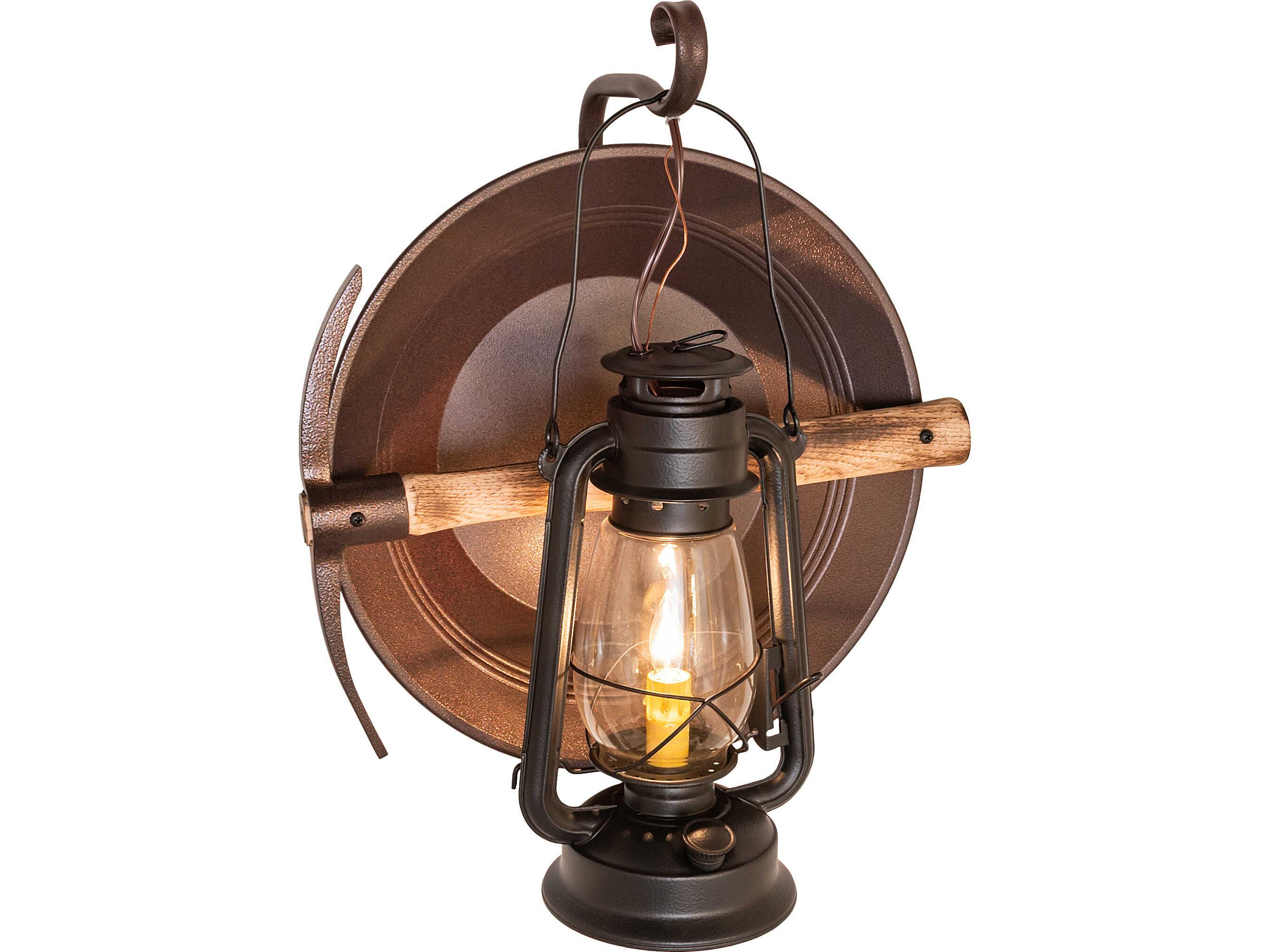 Meyda Miners Lantern 1-Light Clear Glass Black Traditional Wall Sconce