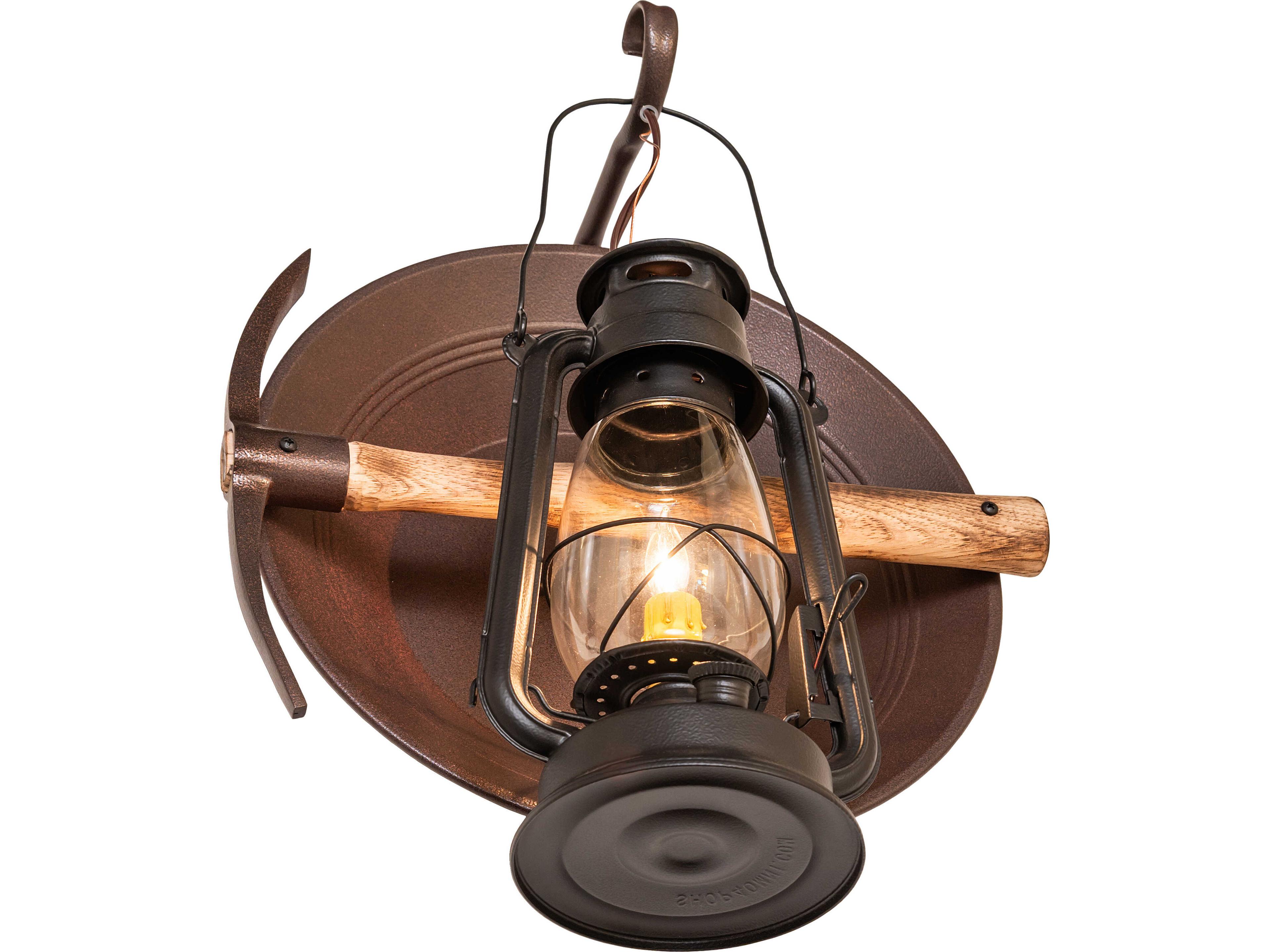 Meyda Miners Lantern 1-Light Clear Glass Black Traditional Wall Sconce