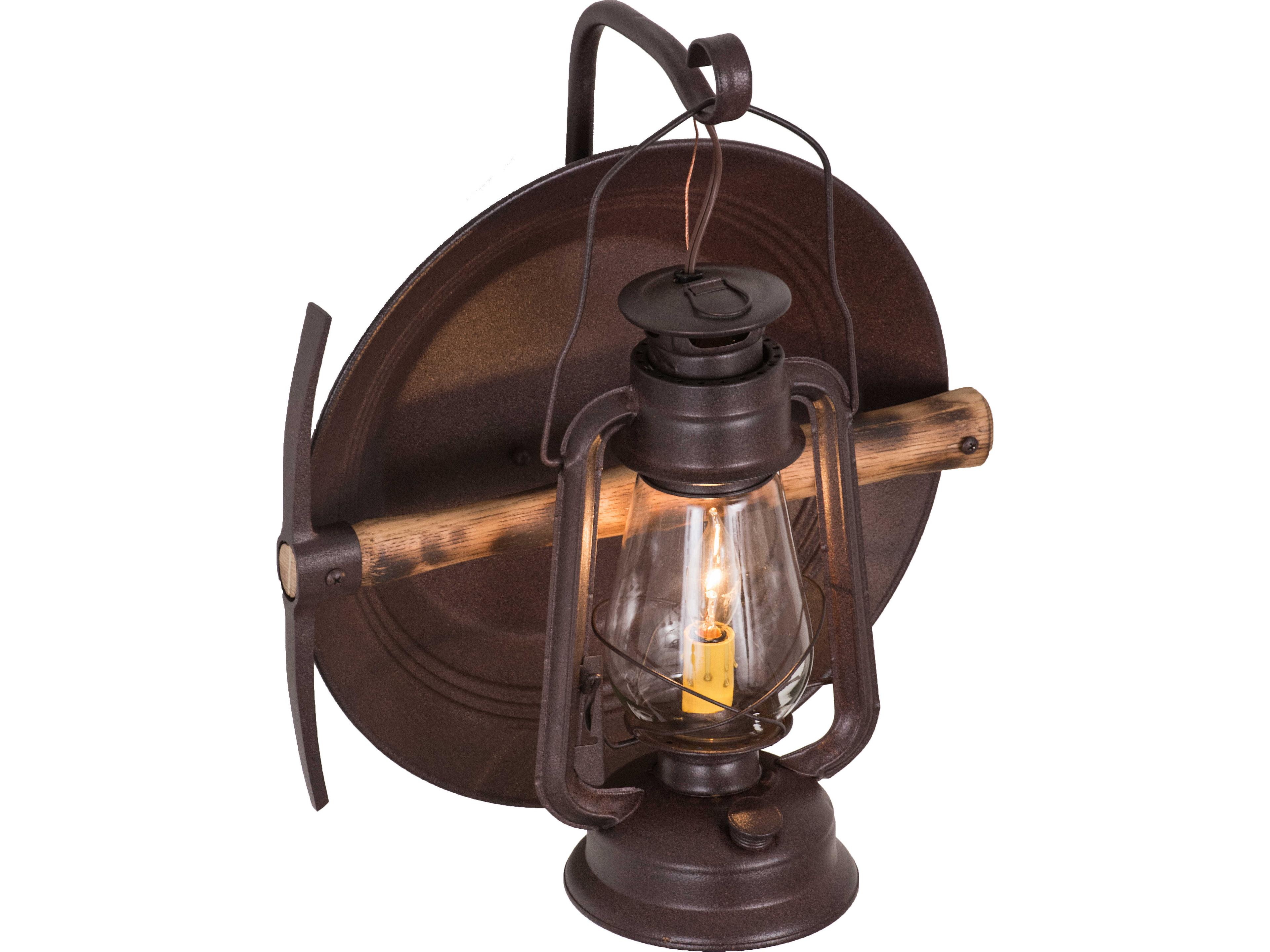 Meyda Miners Lantern 1-Light Clear Glass Brown Traditional Wall Sconce