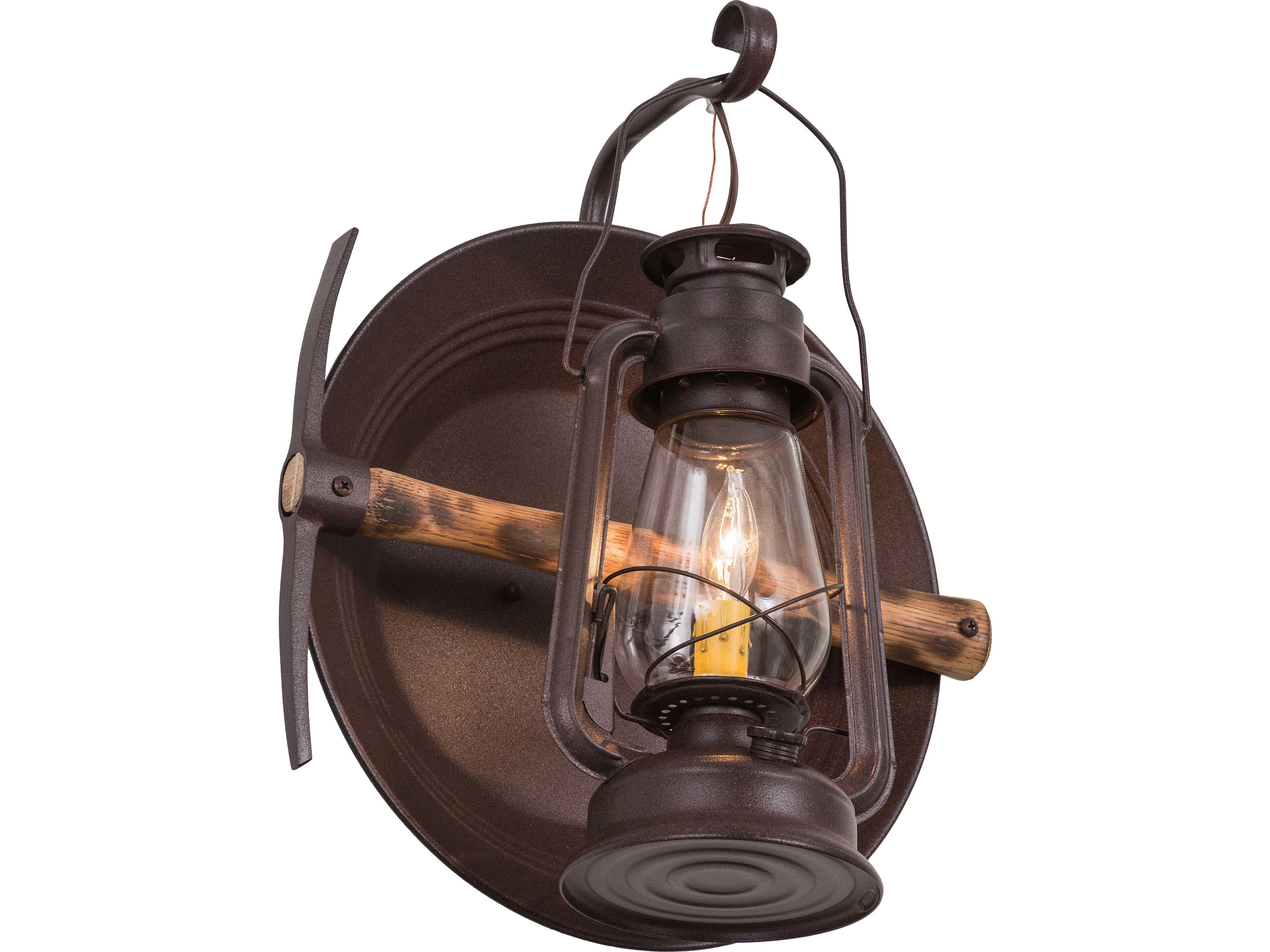Meyda Miners Lantern 1-Light Clear Glass Brown Traditional Wall Sconce