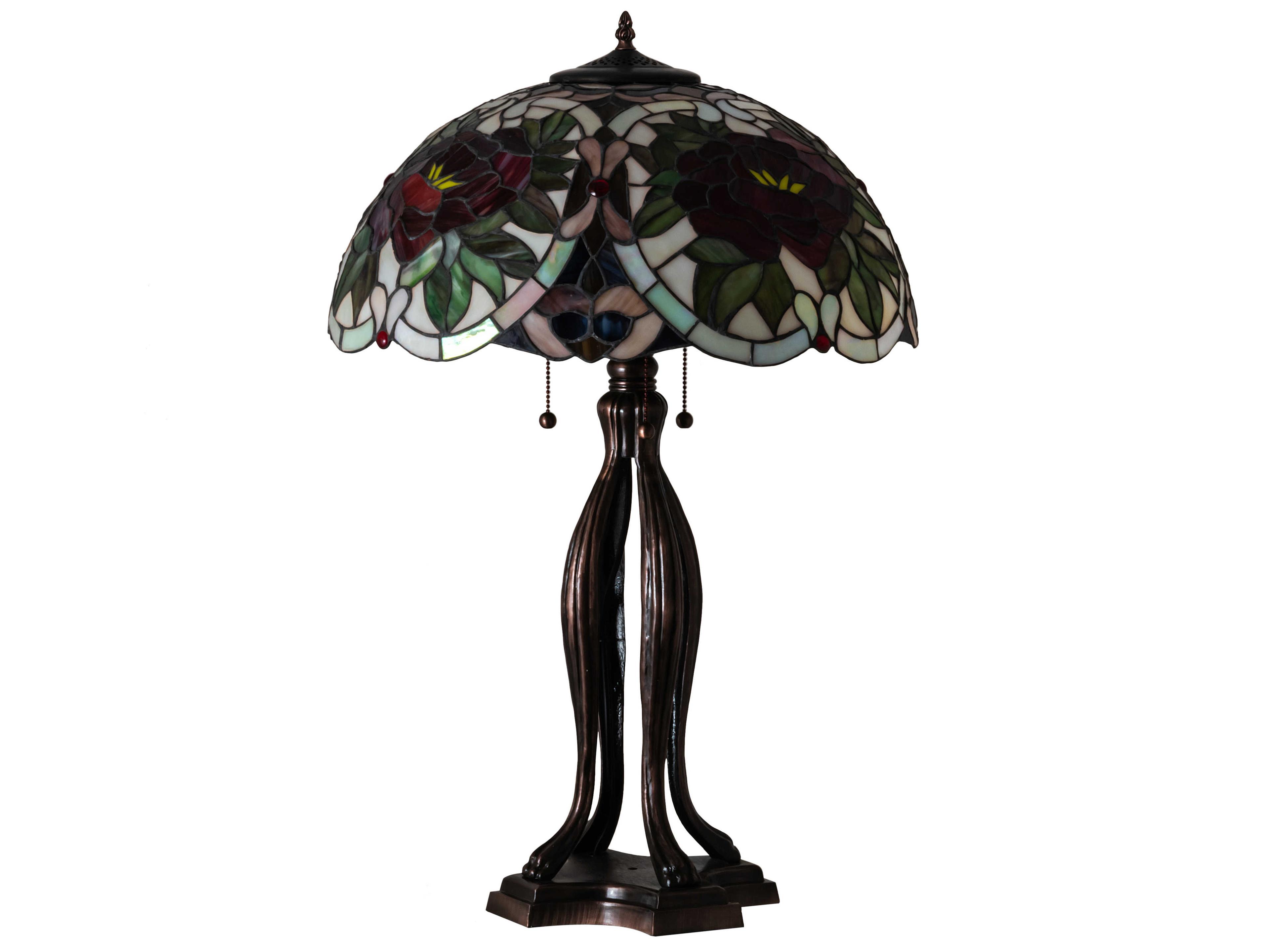 Meyda Renaissance Rose Glass Tiffany Mahogany Bronze Buffet Lamp