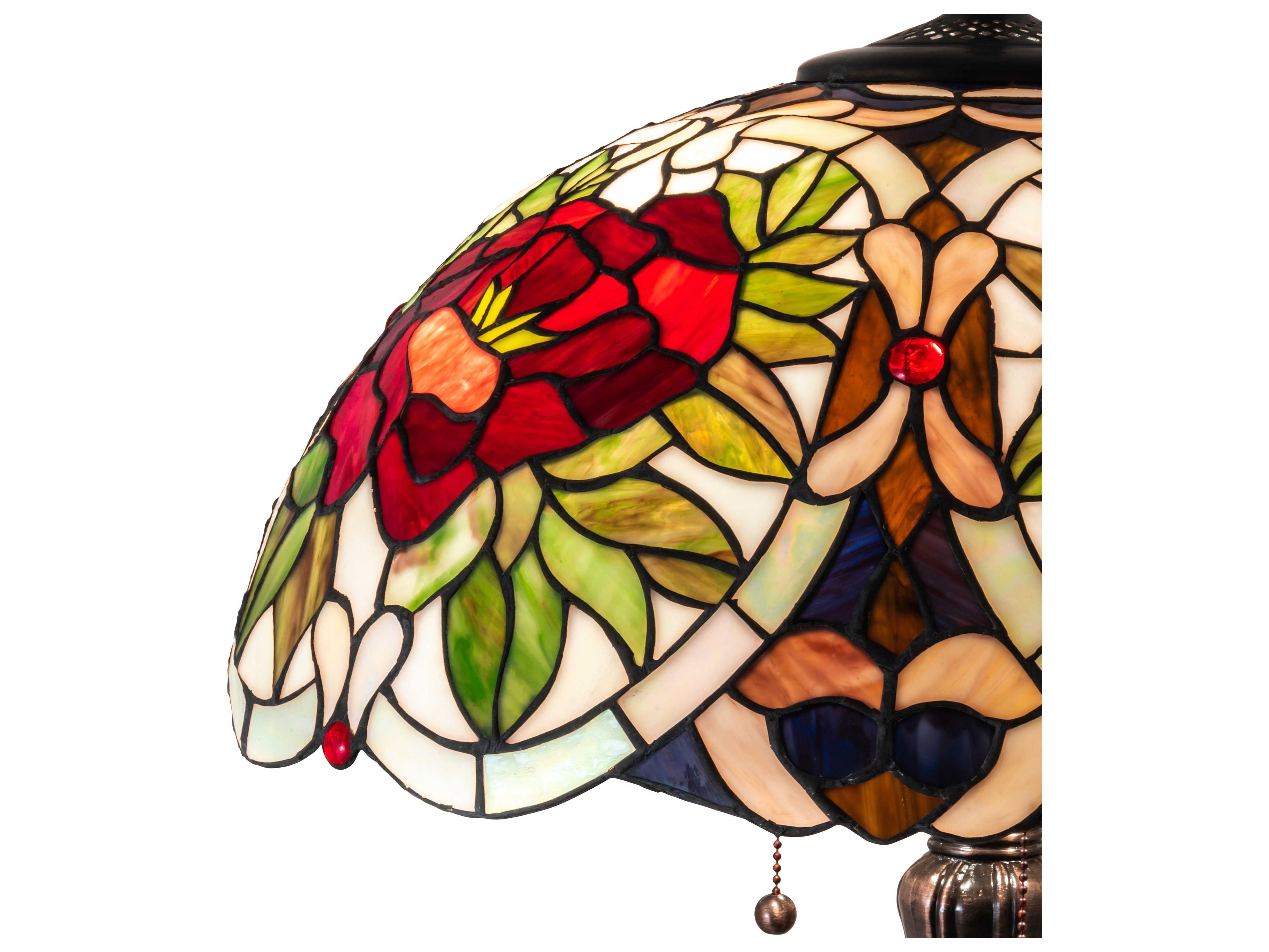 Meyda Renaissance Rose Glass Tiffany Mahogany Bronze Buffet Lamp