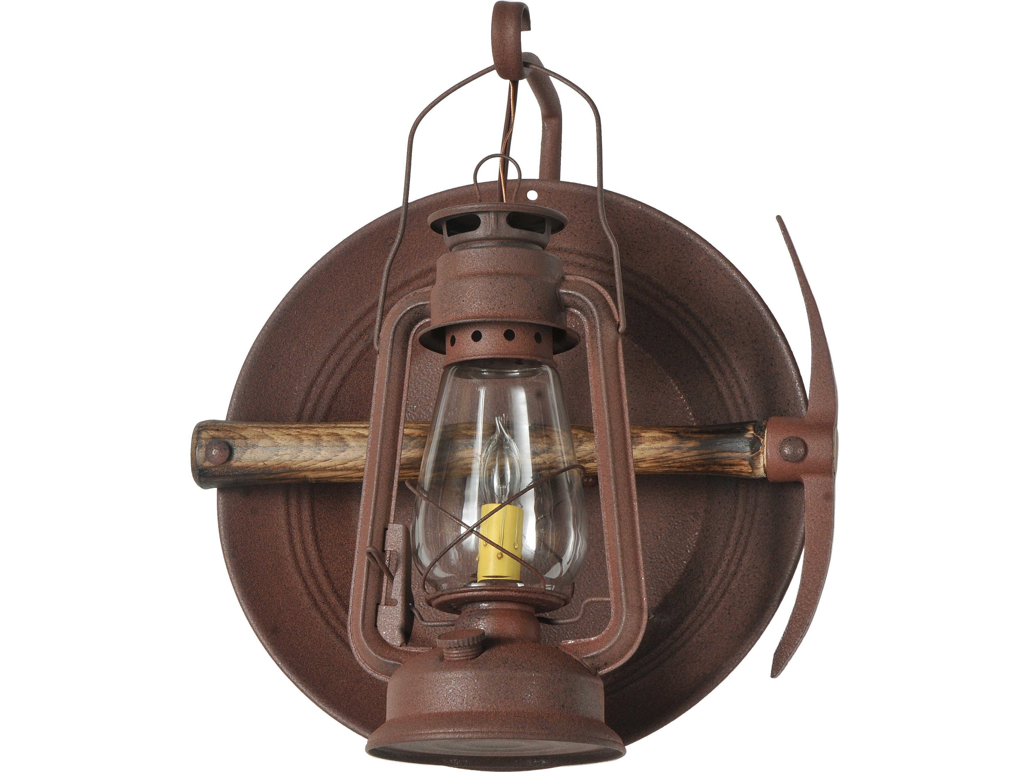 Meyda Miners Lantern 1-Light Clear Glass Brown Traditional Wall Sconce
