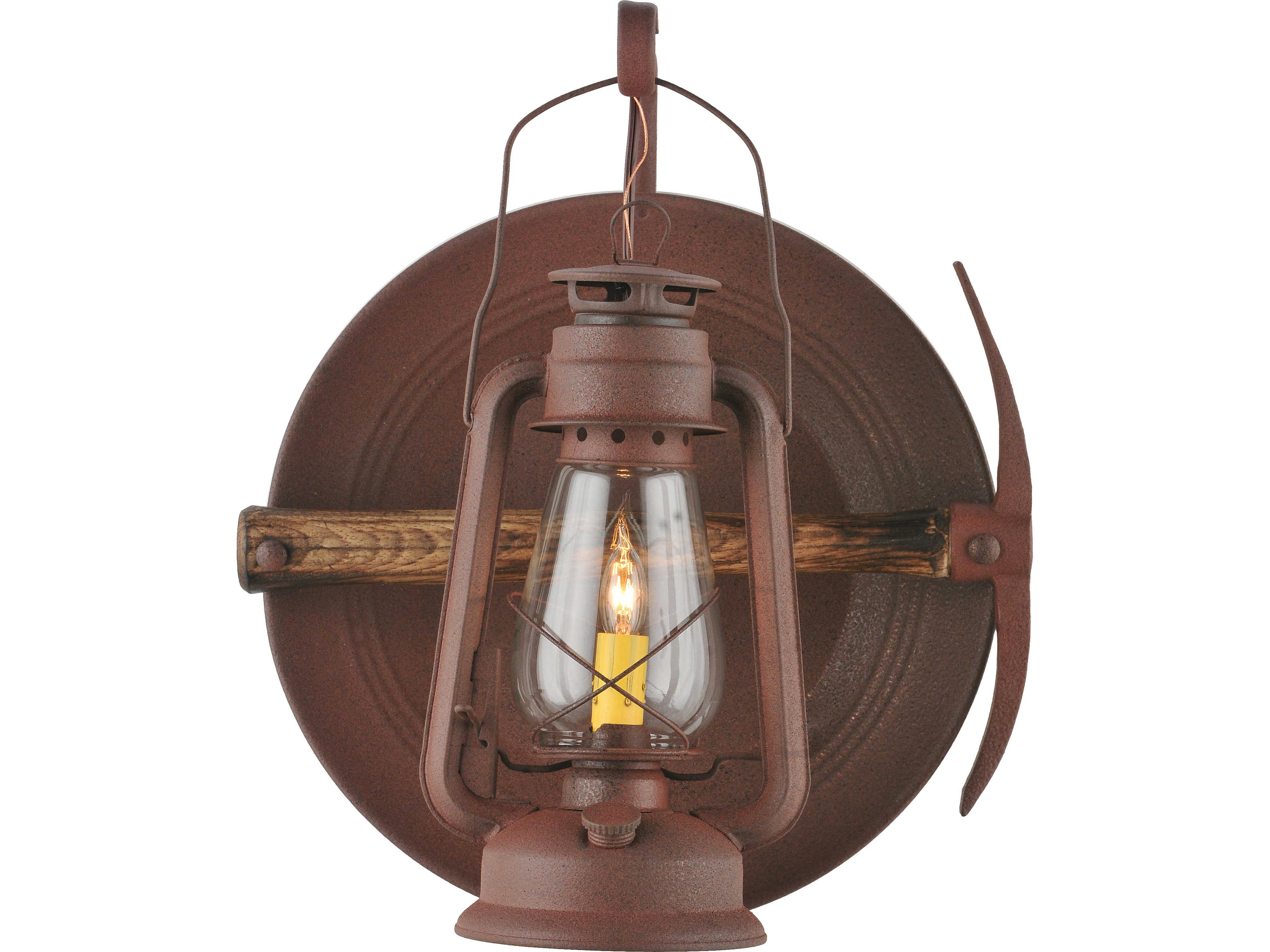 Meyda Miners Lantern 1-Light Clear Glass Brown Traditional Wall Sconce