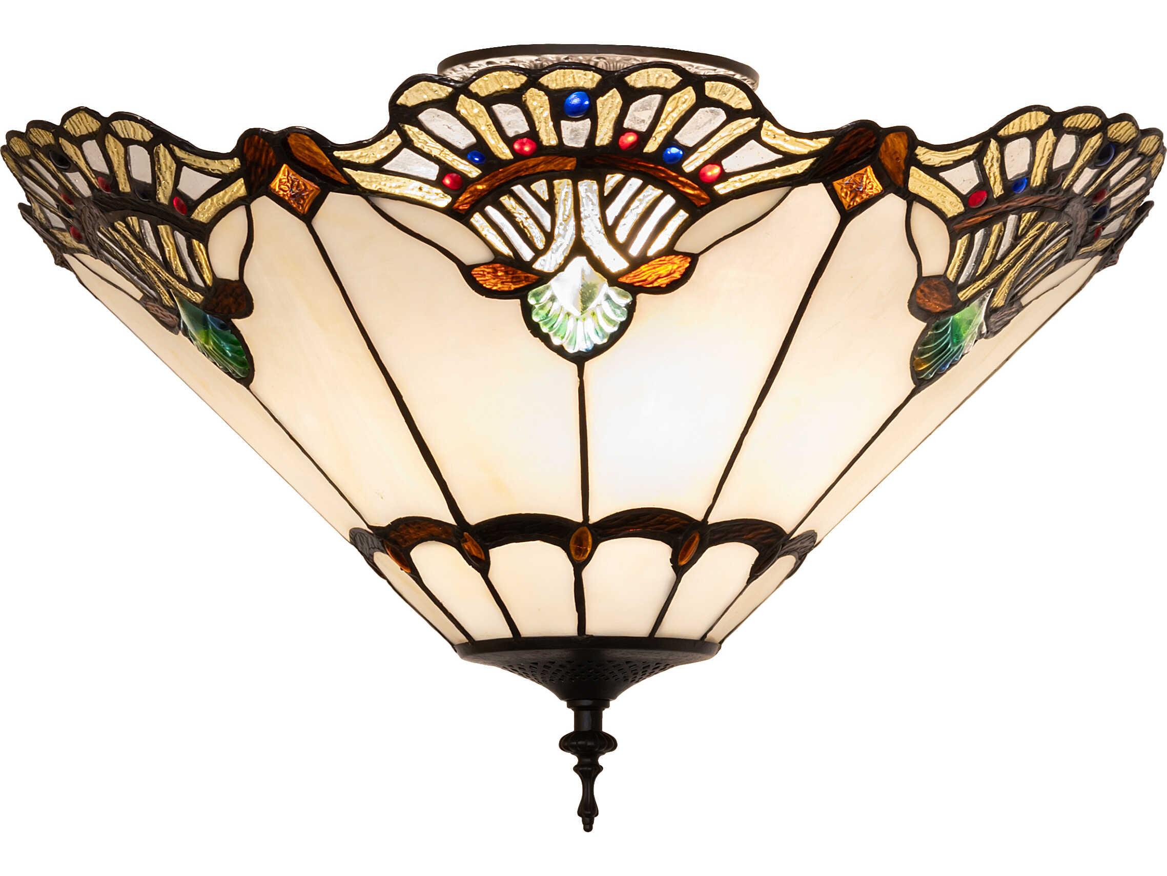 Meyda Shell With Jewels with 3-Light Bronze Traditional Flush Mount