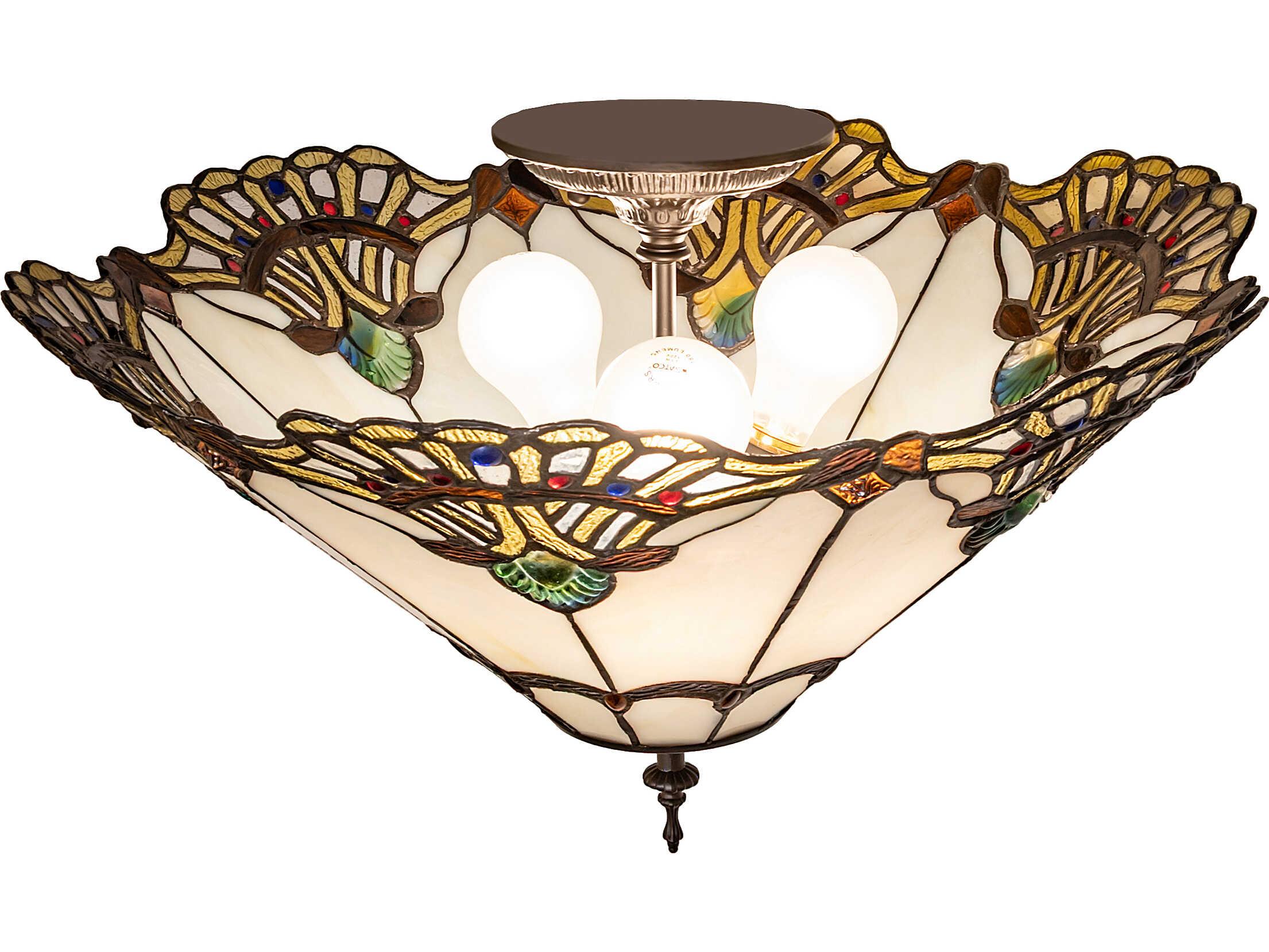 Meyda Shell With Jewels with 3-Light Bronze Traditional Flush Mount