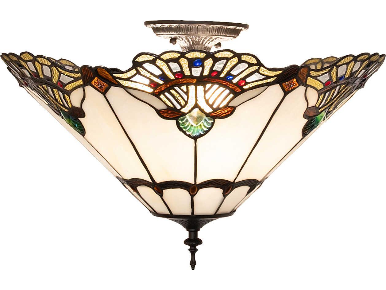 Meyda Shell With Jewels with 3-Light Bronze Traditional Flush Mount