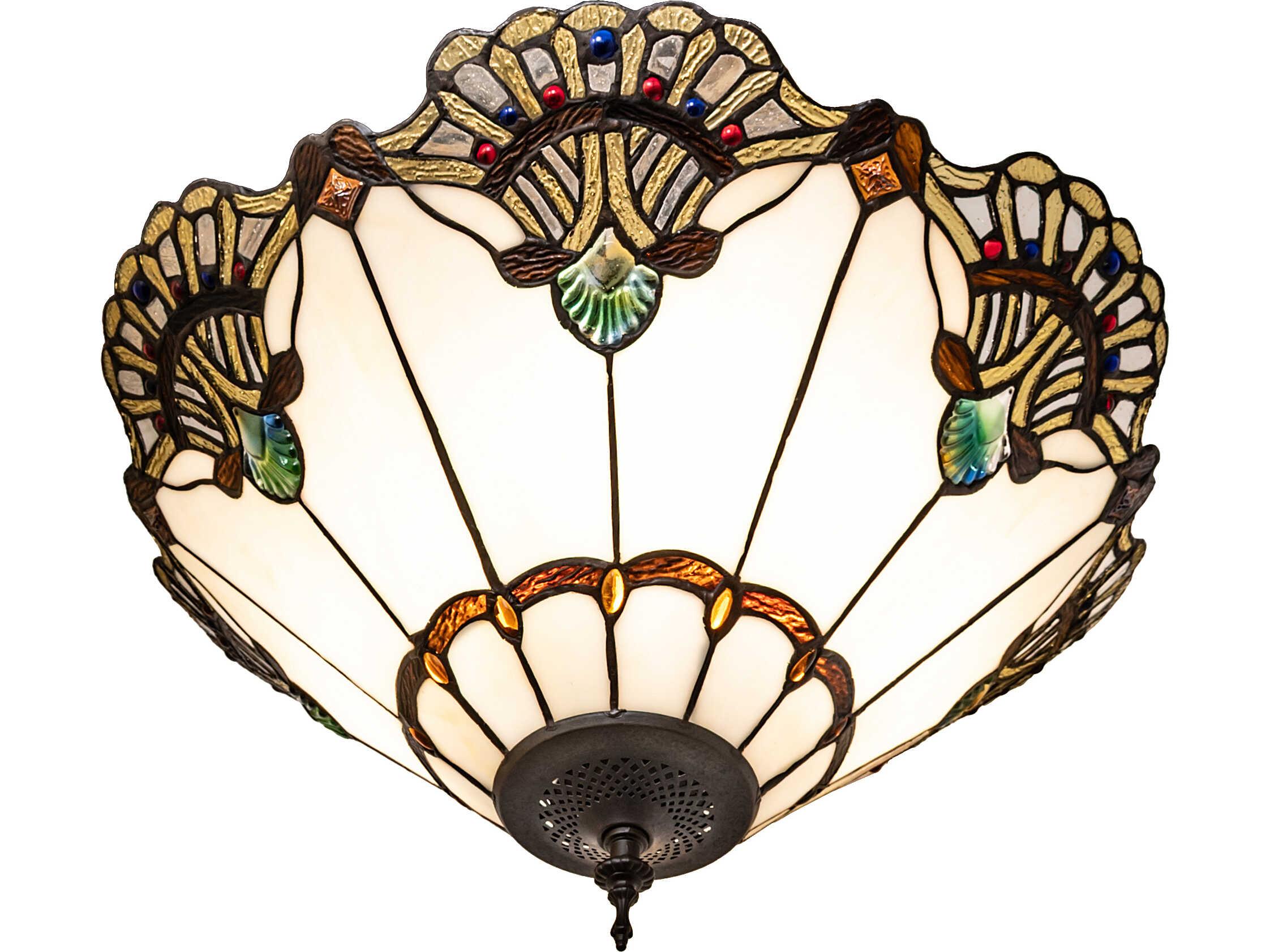 Meyda Shell With Jewels with 3-Light Bronze Traditional Flush Mount