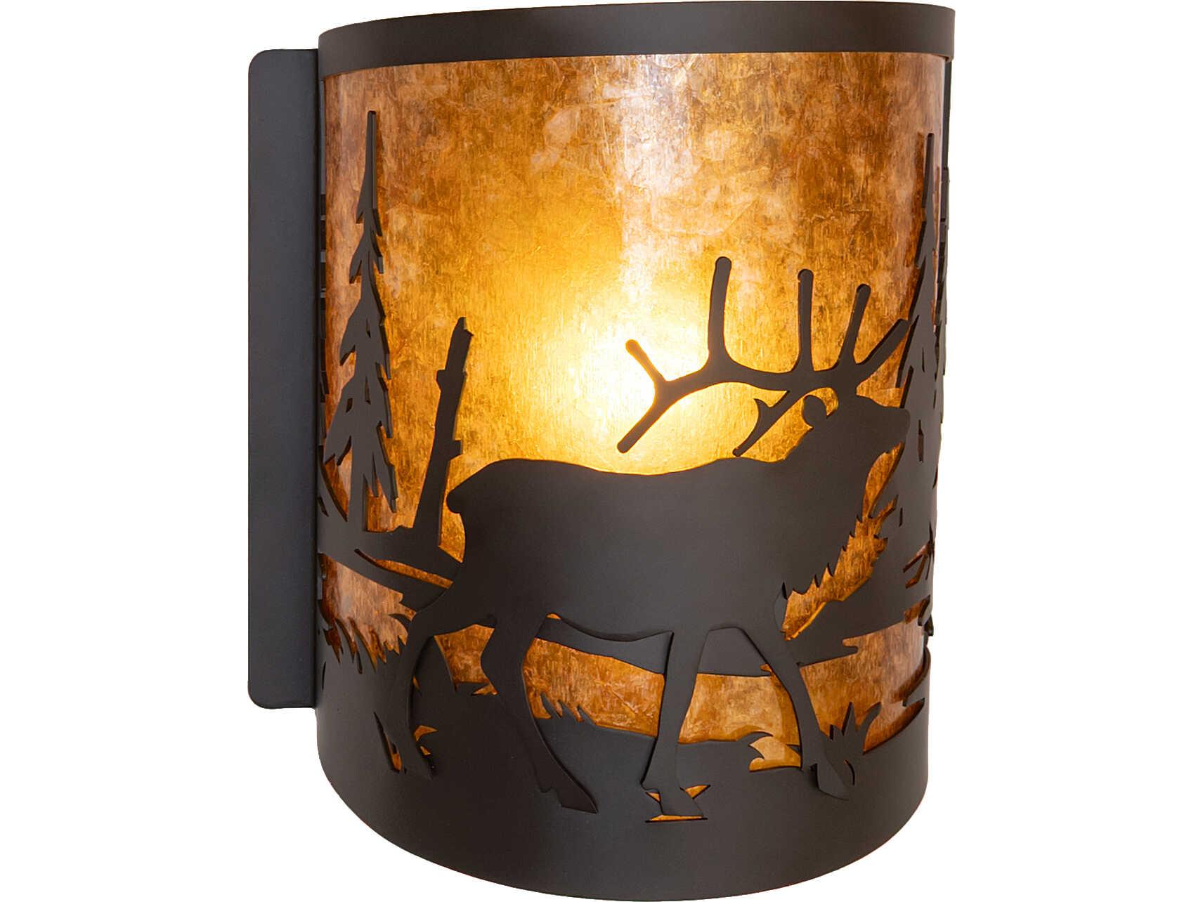 Meyda Elk At Lake at 1-Light Amber Mica Bronze Traditional Wall Sconce