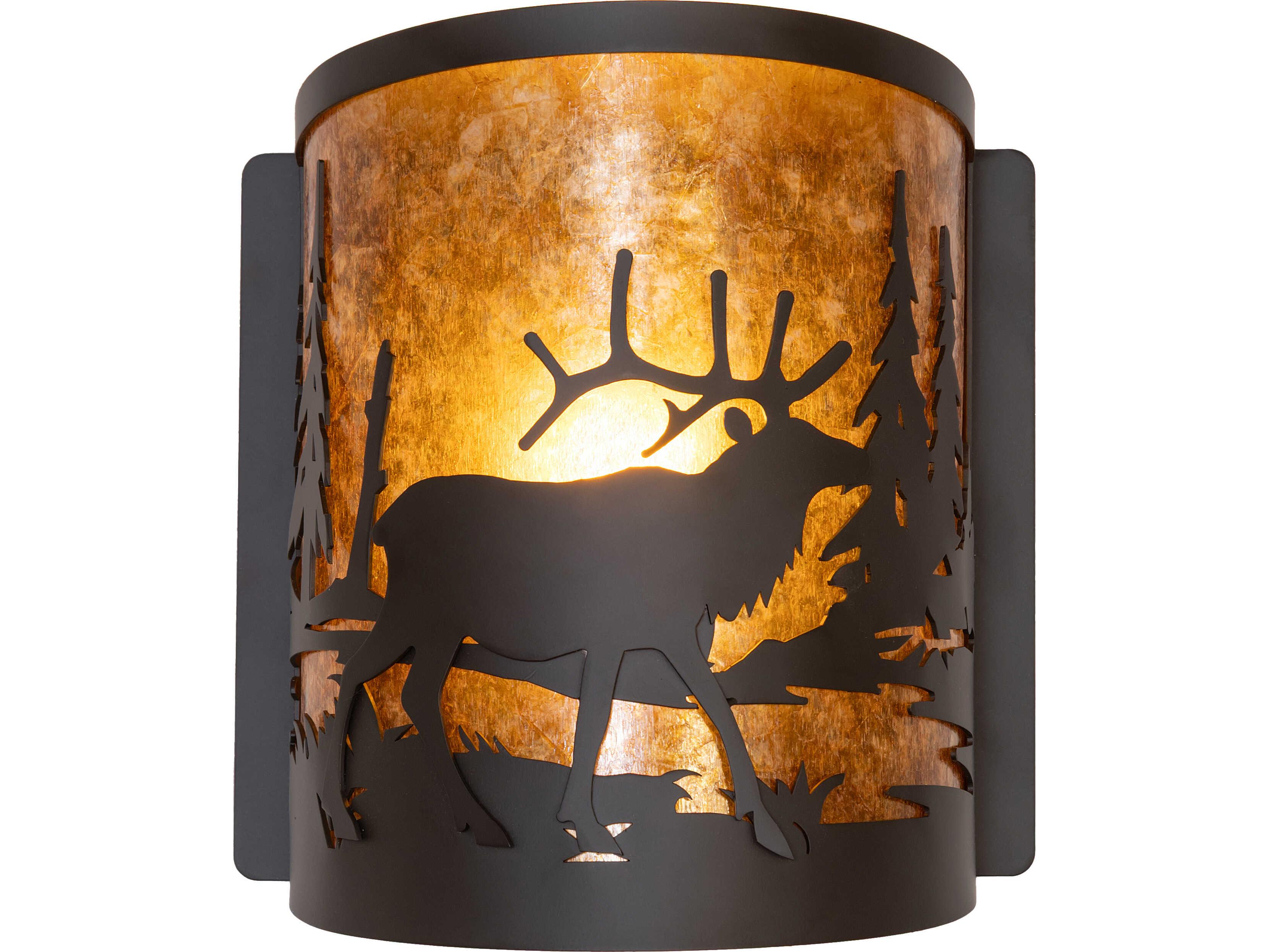 Meyda Elk At Lake at 1-Light Amber Mica Bronze Traditional Wall Sconce