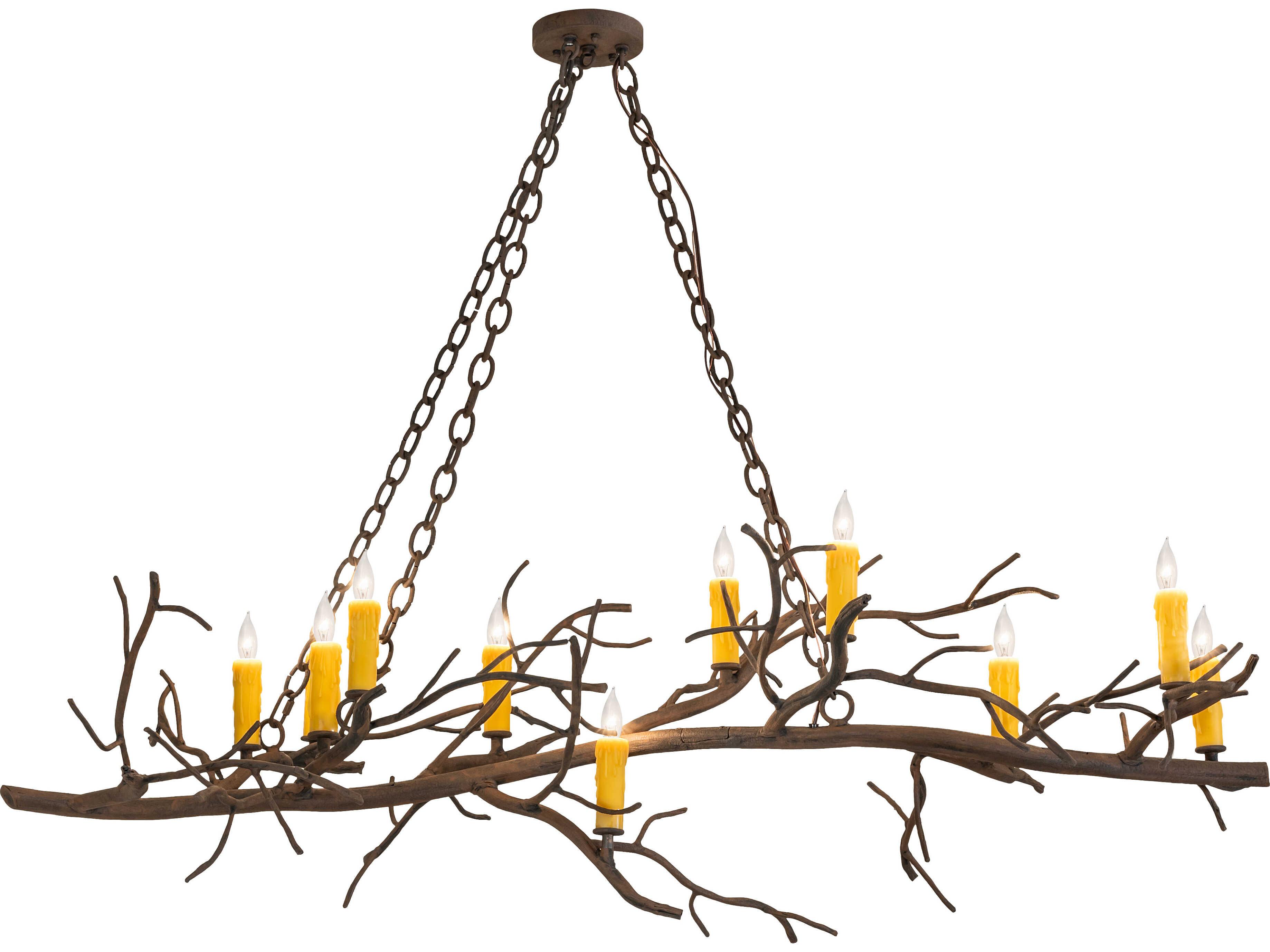 Meyda Winter Solstice 11-Light Distressed Chestnut Brown Linear Chandelier