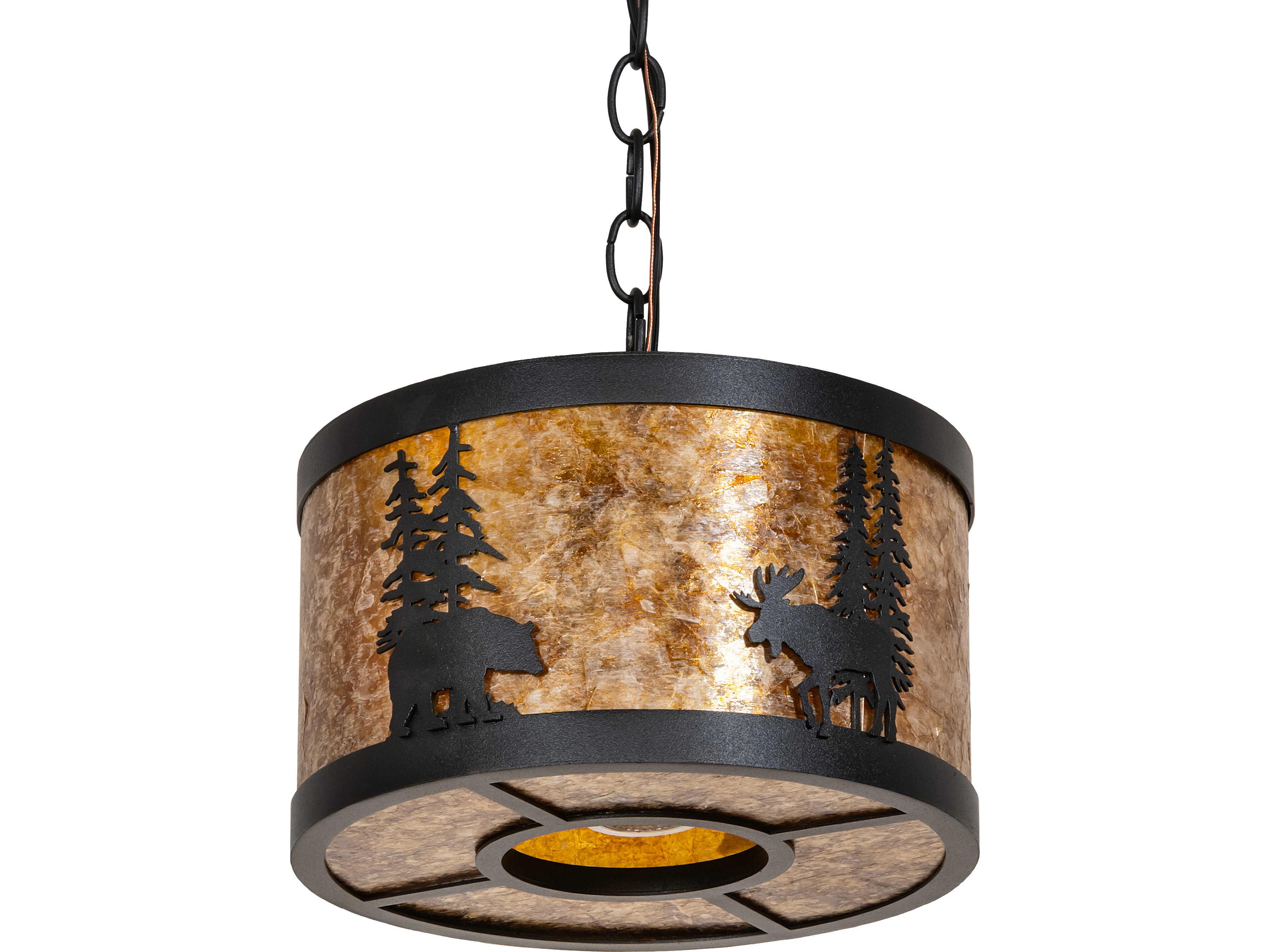 Meyda Moose & Black Bear 2-Light Amber Mica Mini Pendant