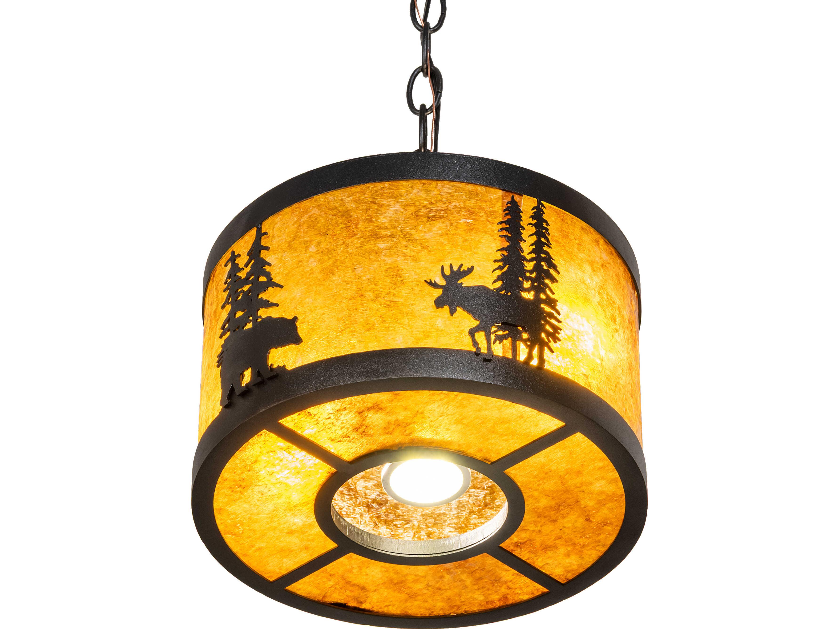 Meyda Moose & Black Bear 2-Light Amber Mica Mini Pendant