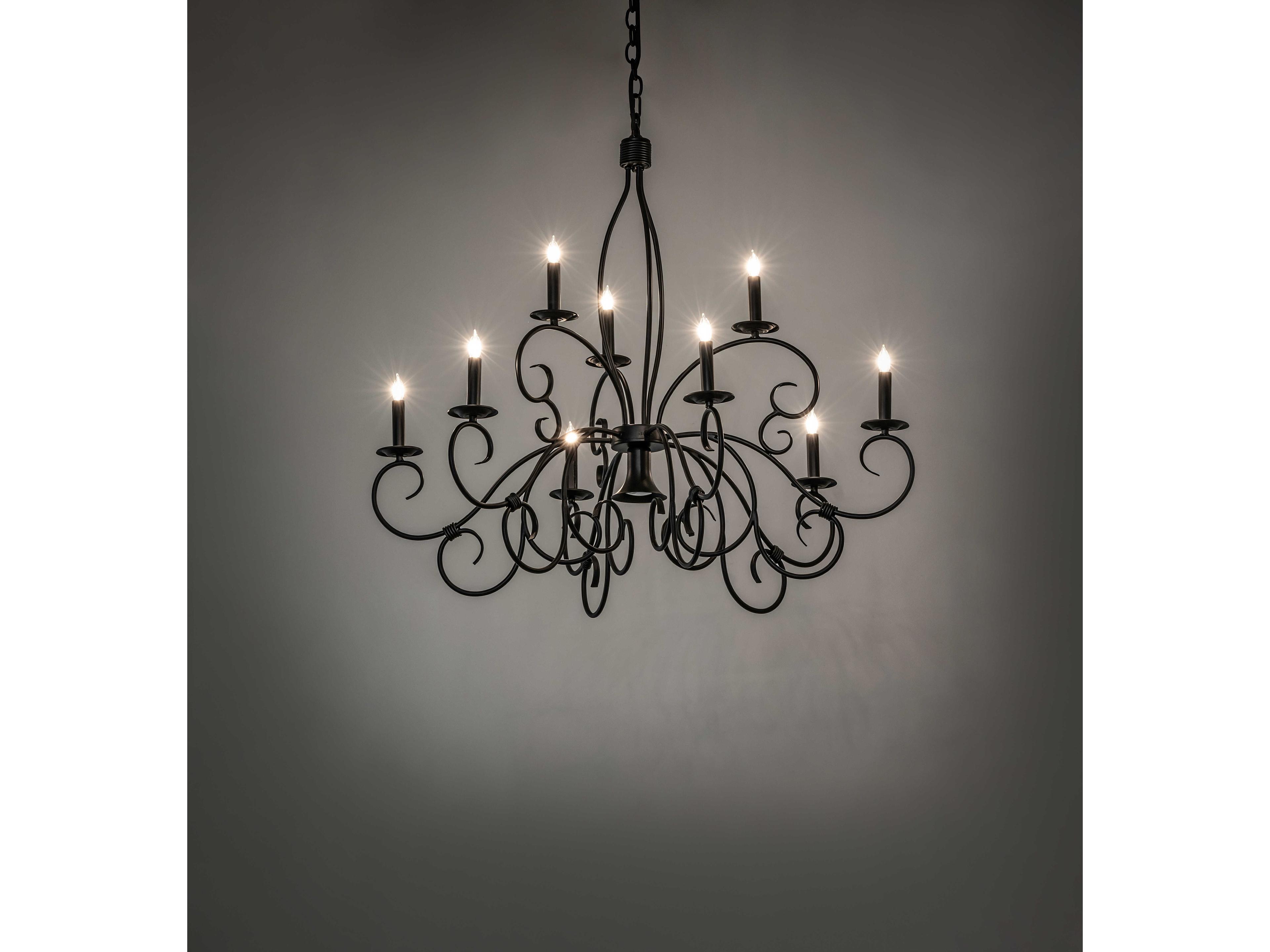 Meyda Grace 9-Light Satin Black Wrought Iron Traditional Candelabra Chandelier