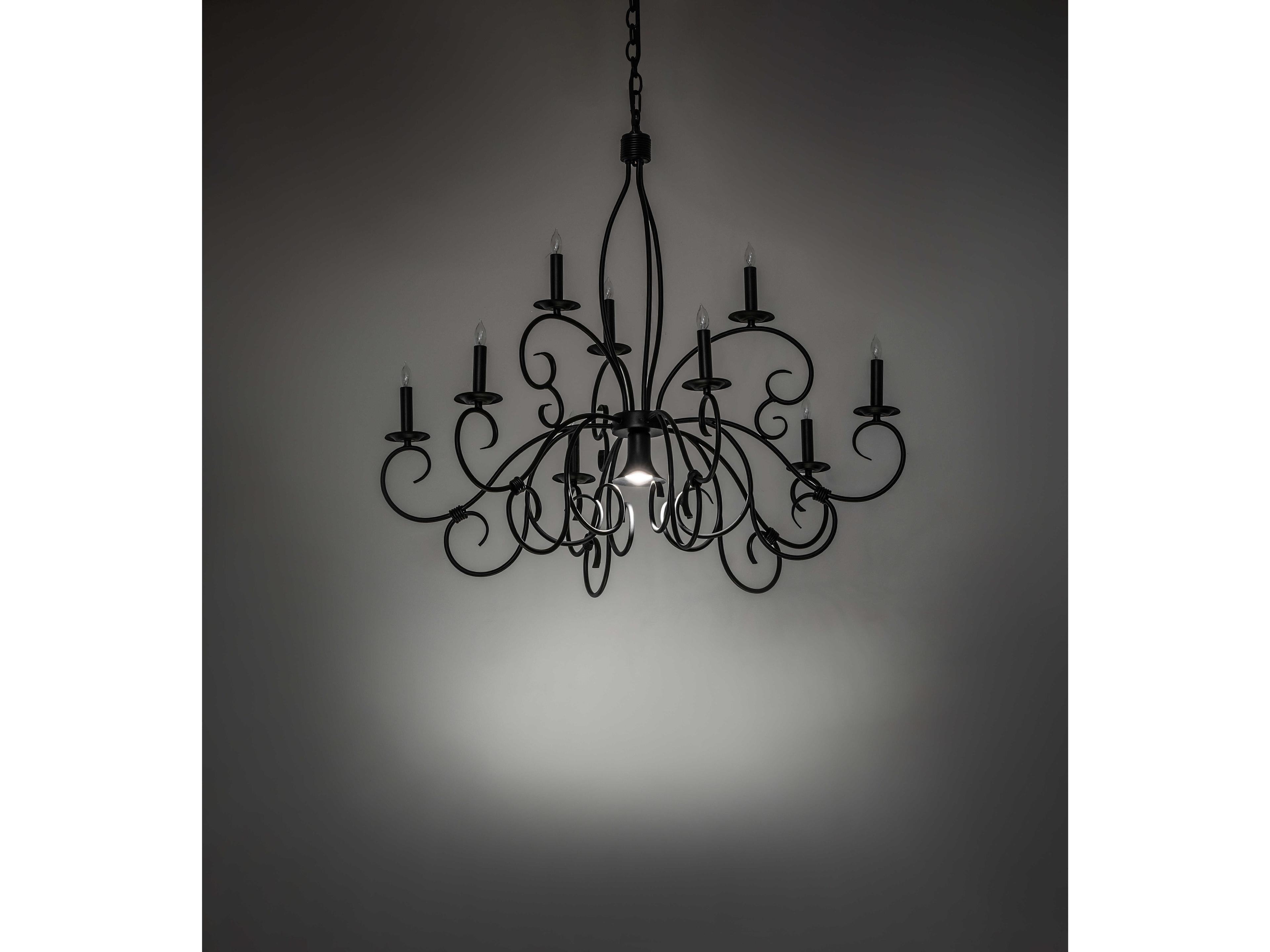 Meyda Grace 9-Light Satin Black Wrought Iron Traditional Candelabra Chandelier
