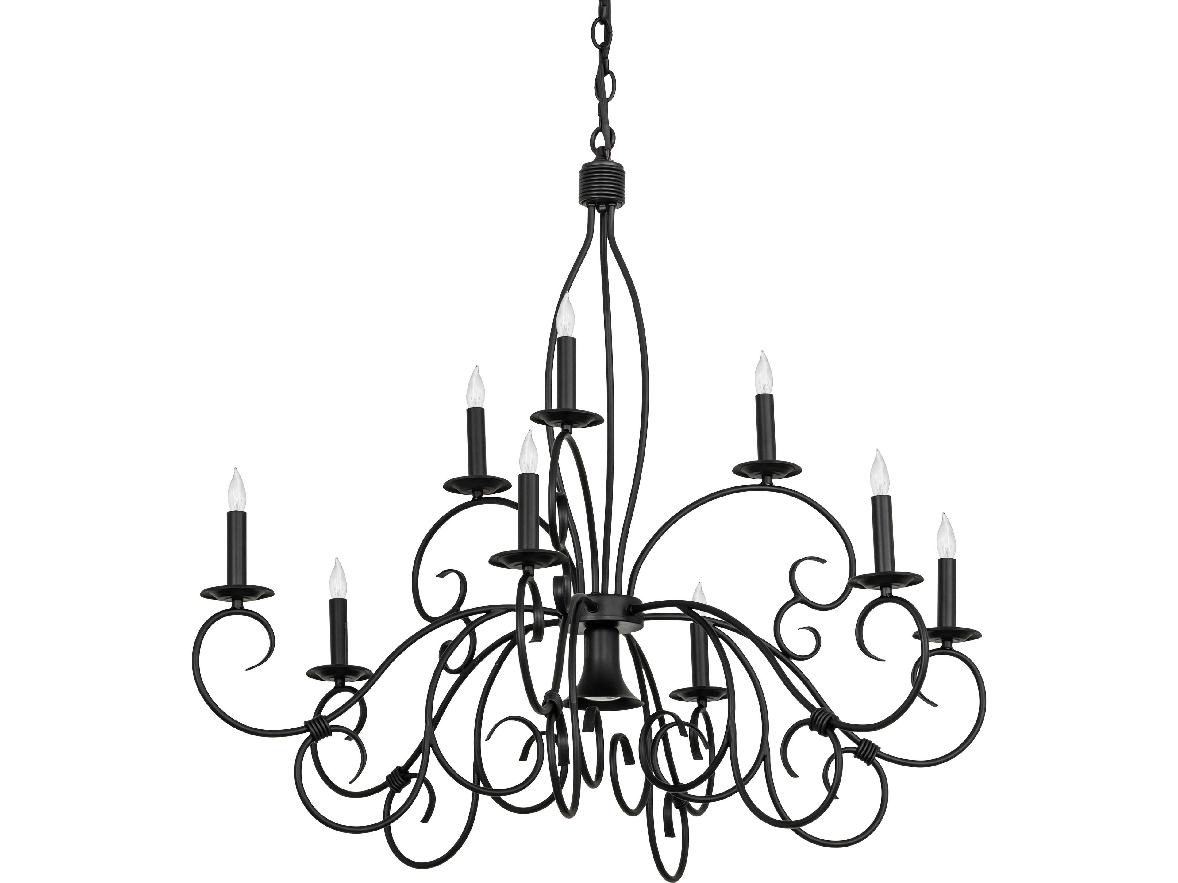 Meyda Grace 9-Light Satin Black Wrought Iron Traditional Candelabra Chandelier