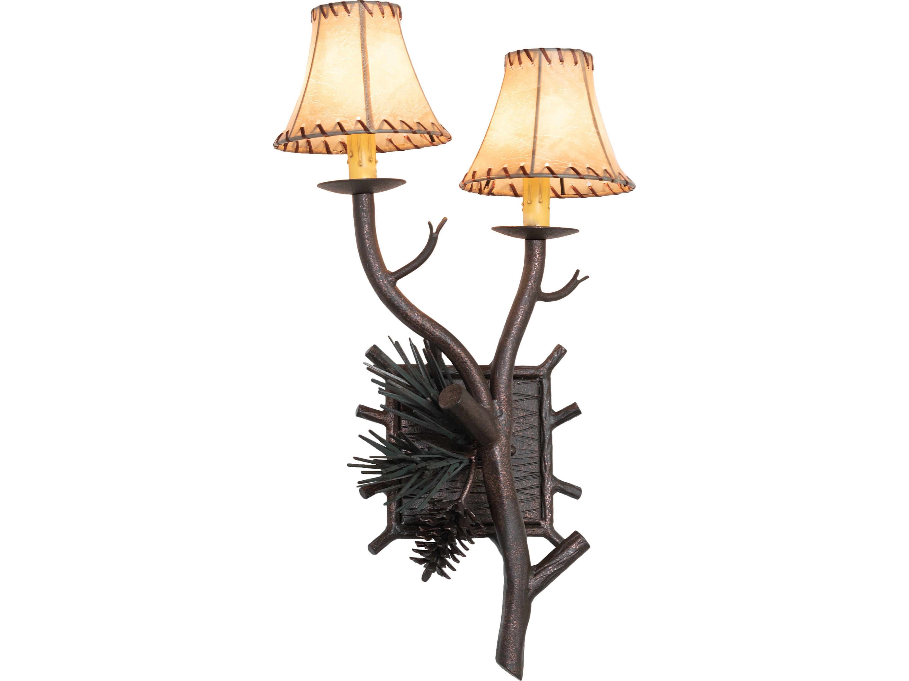 Meyda Pinewood 2-Light Bronze Traditional Wall Sconce