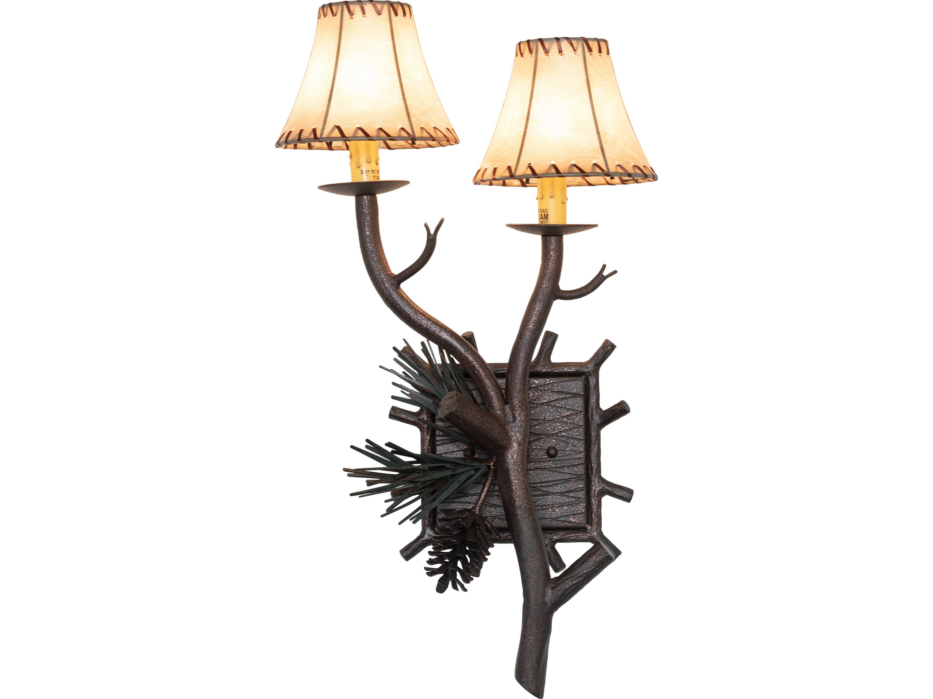 Meyda Pinewood 2-Light Bronze Traditional Wall Sconce