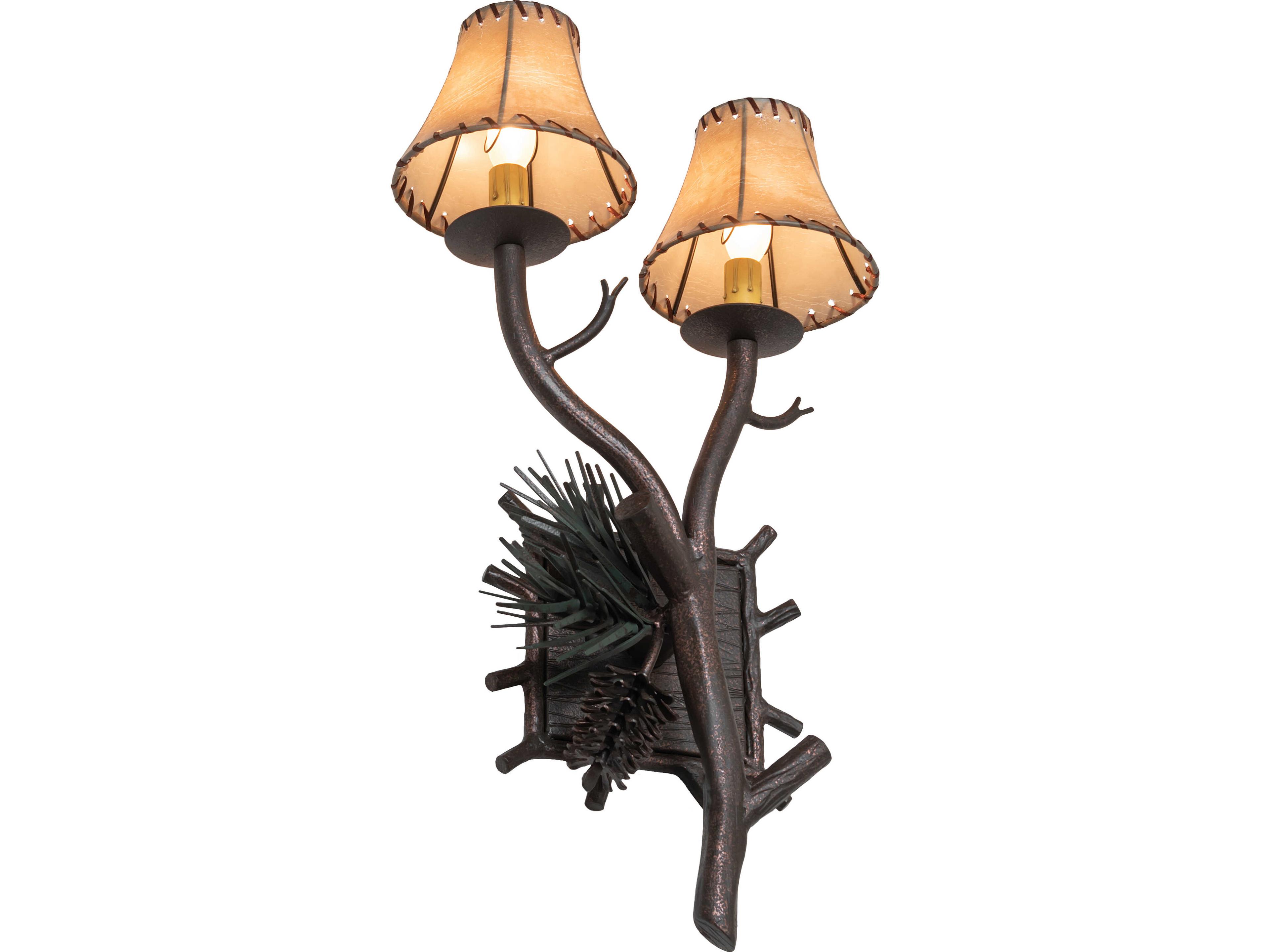 Meyda Pinewood 2-Light Bronze Traditional Wall Sconce